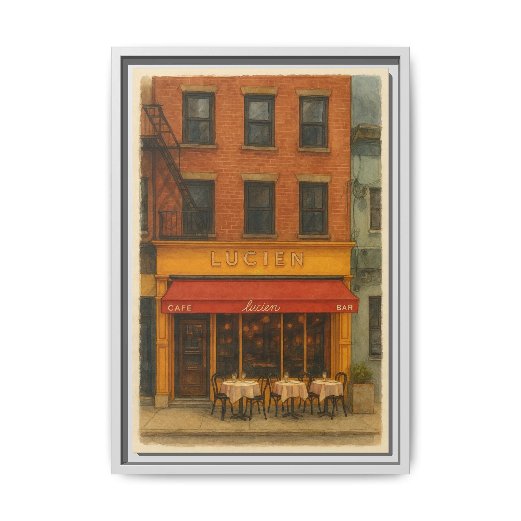 Lucien Restaurant — Restaurant Print | Matte Canvas + Wooden Frame