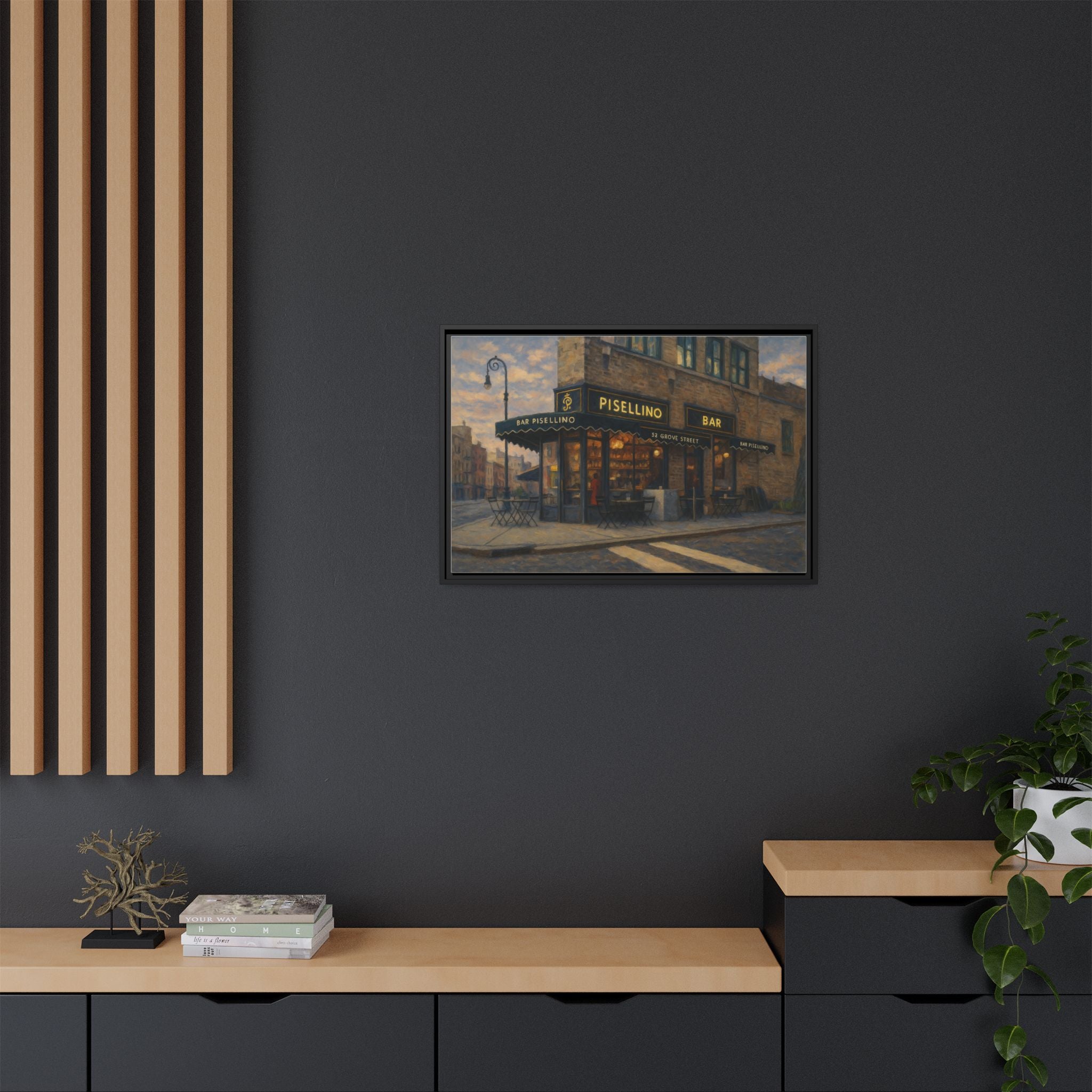 Bar Pisellino — Restaurant Print | Matte Canvas + Wooden Frame