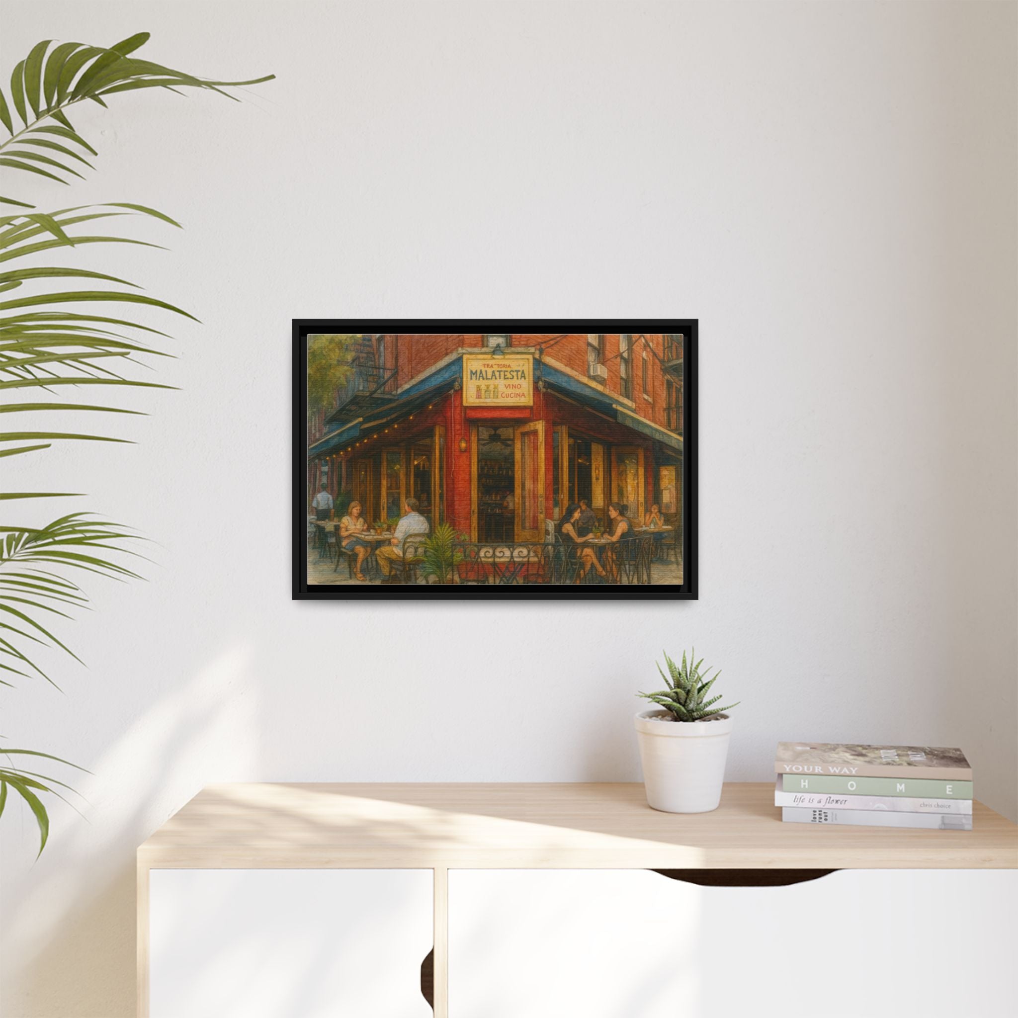 Malatesta Trattoria — Restaurant Print | Matte Canvas + Wooden Frame