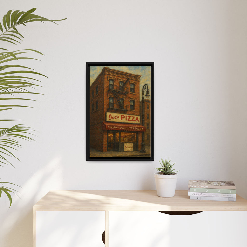 Joe's Pizza — Restaurant Print | Matte Canvas + Wooden Frame