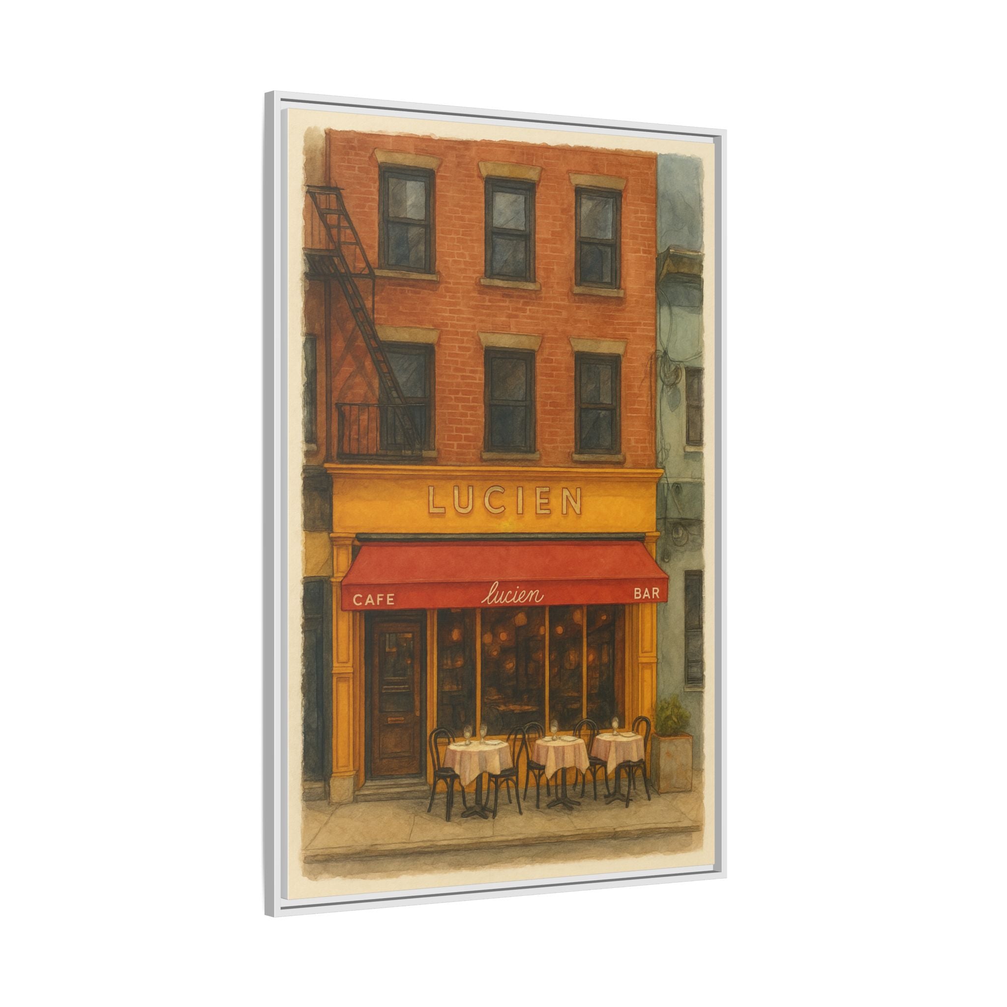 Lucien Restaurant — Restaurant Print | Matte Canvas + Wooden Frame