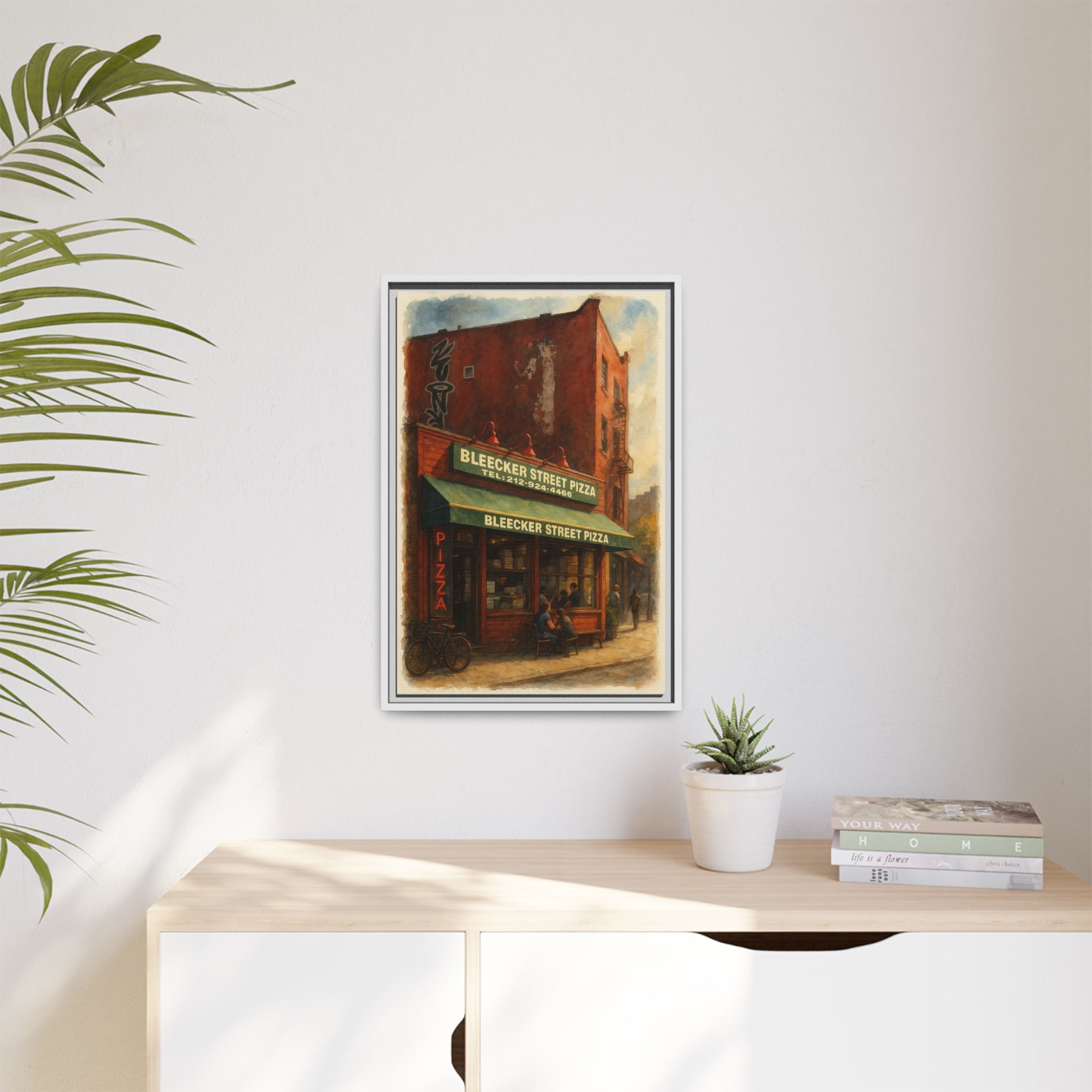 Bleecker Street Pizza — Restaurant Print | Matte Canvas + Wooden Frame