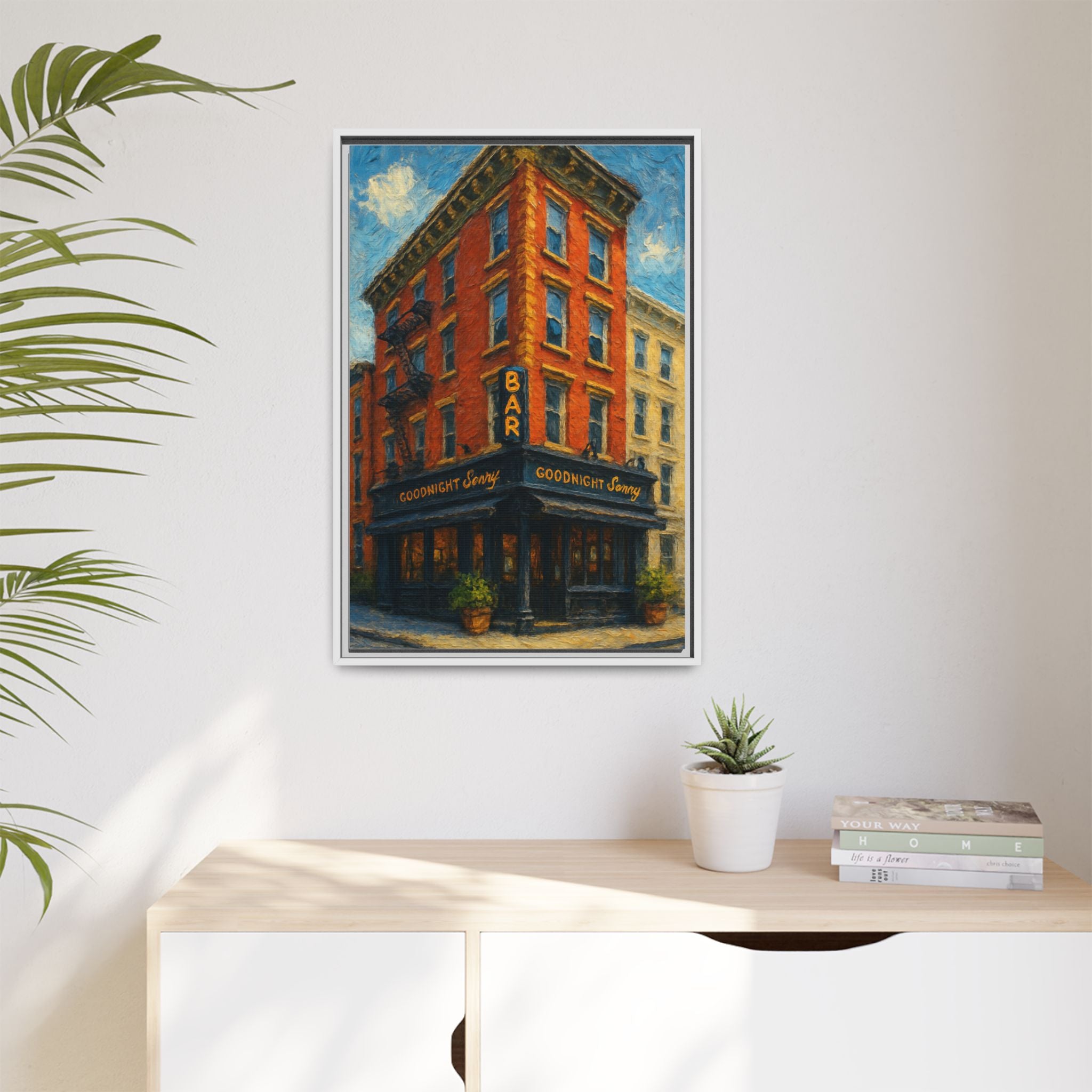 Goodnight Sonny — Restaurant Print | Matte Canvas + Wooden Frame