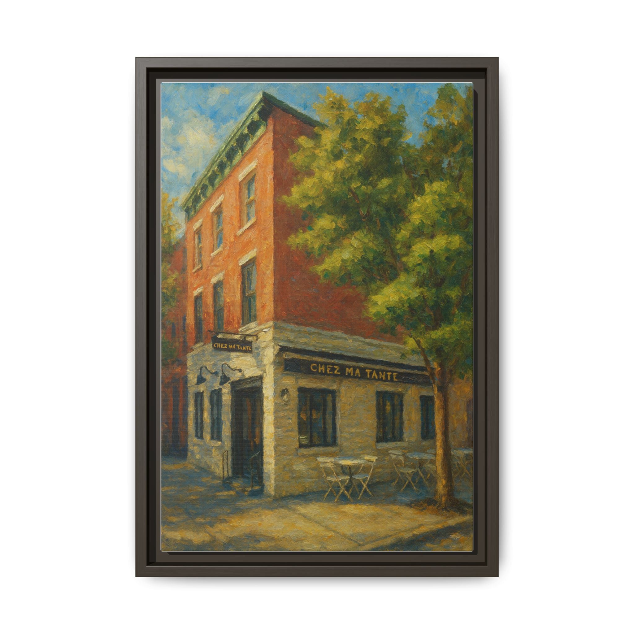 Chez Ma Tante — Restaurant Print | Matte Canvas + Wooden Frame