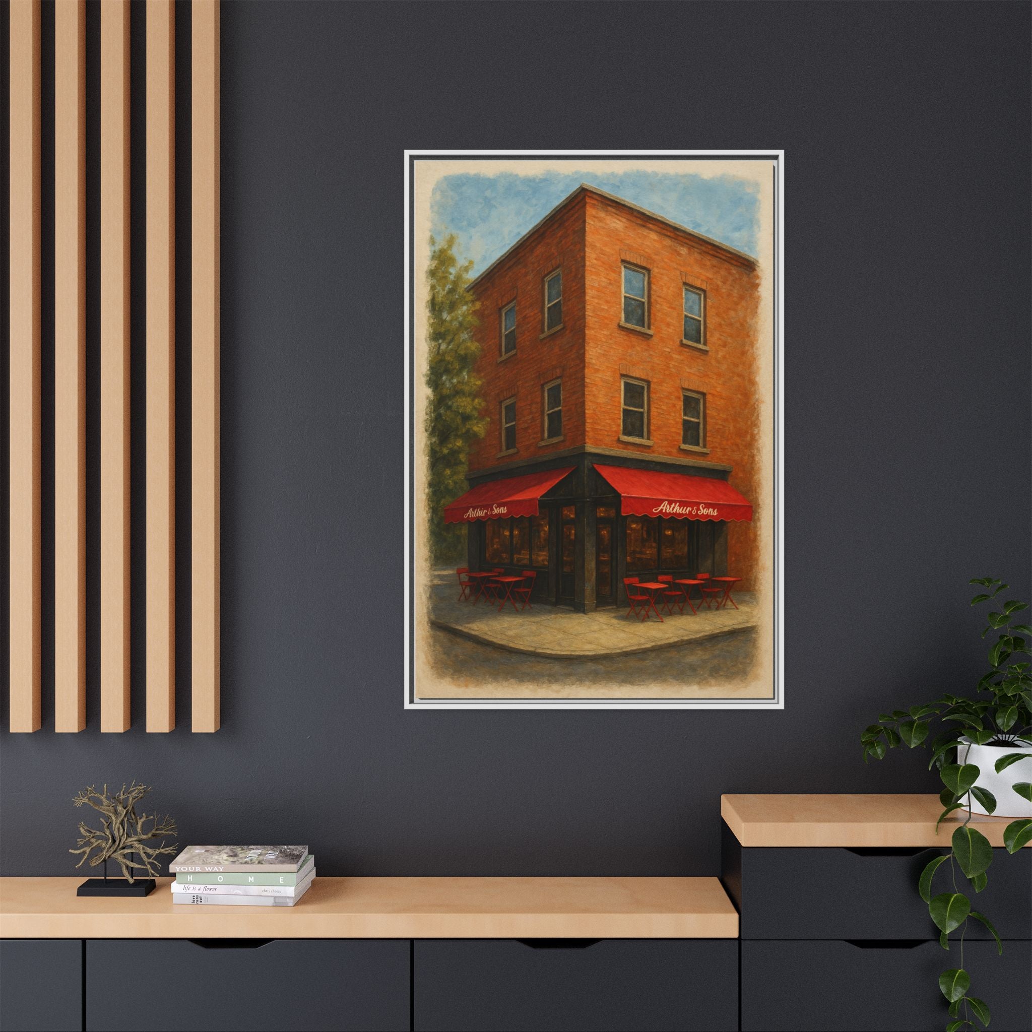 Arthur and Sons — Restaurant Print | Matte Canvas + Wooden Frame