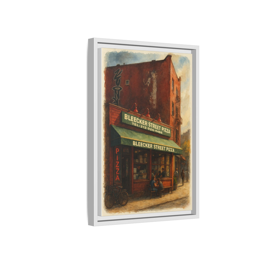 Bleecker Street Pizza — Restaurant Print | Matte Canvas + Wooden Frame