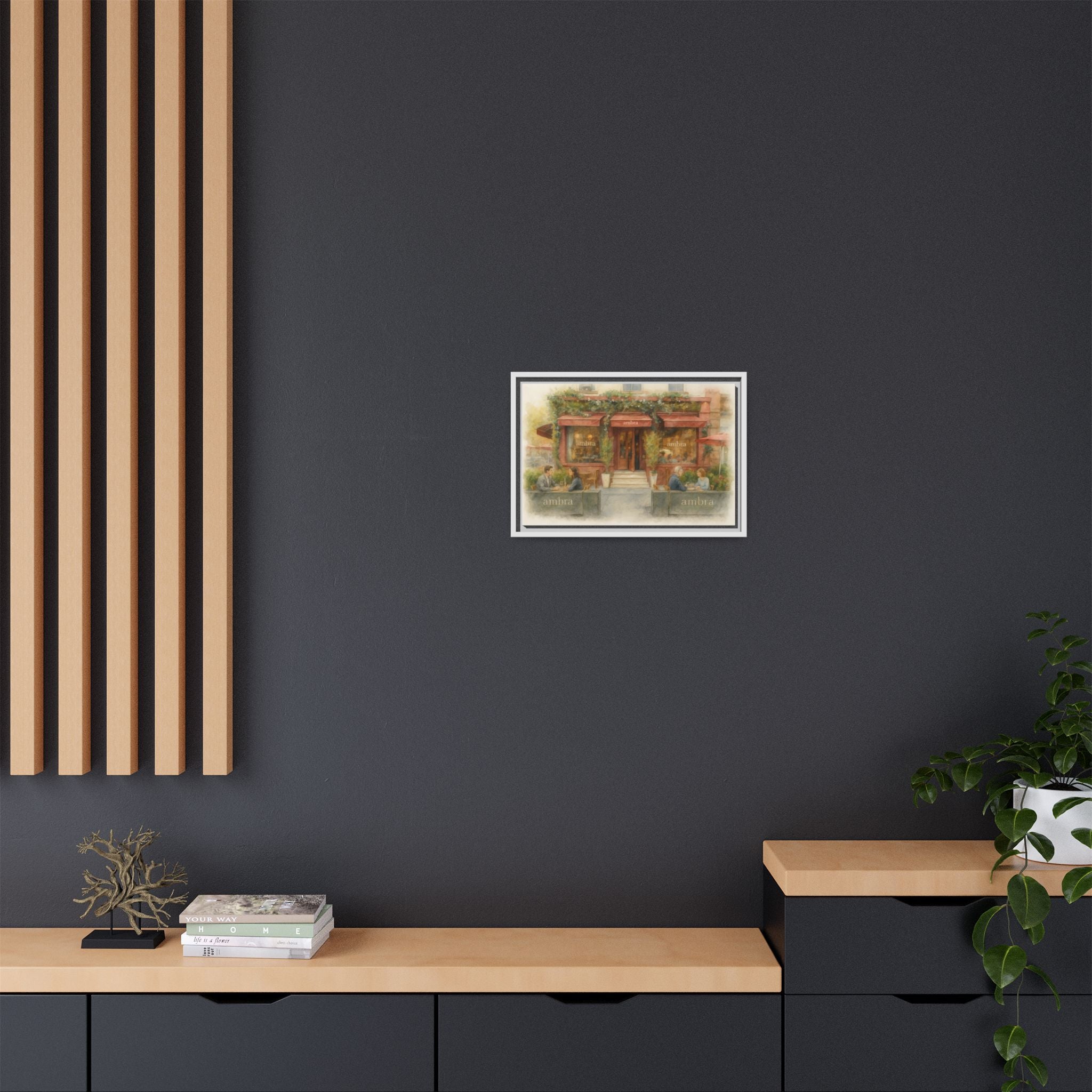 Ambra  — Restaurant Print | Matte Canvas + Wooden Frame