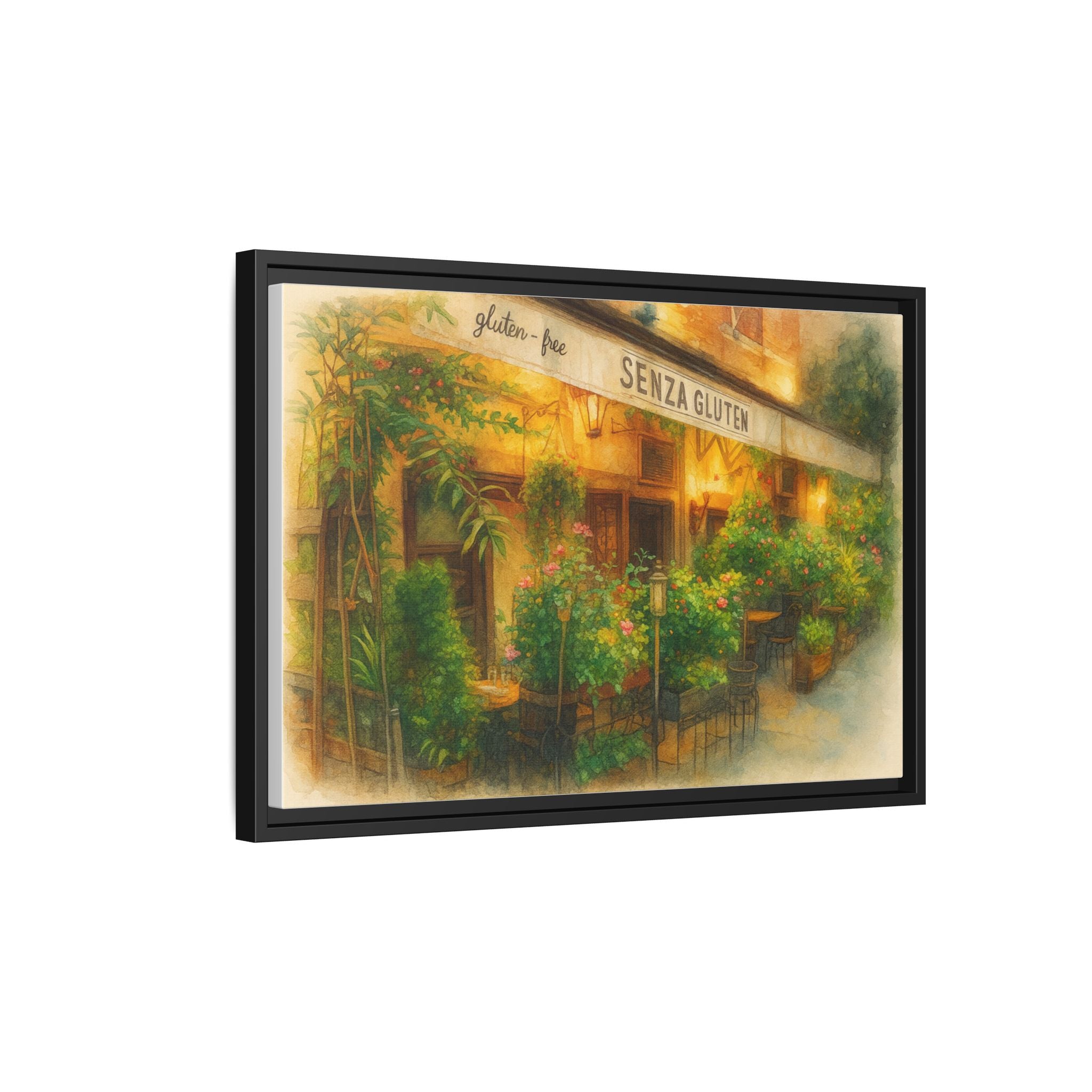 Senza Gluten — Restaurant Print | Matte Canvas + Wooden Frame