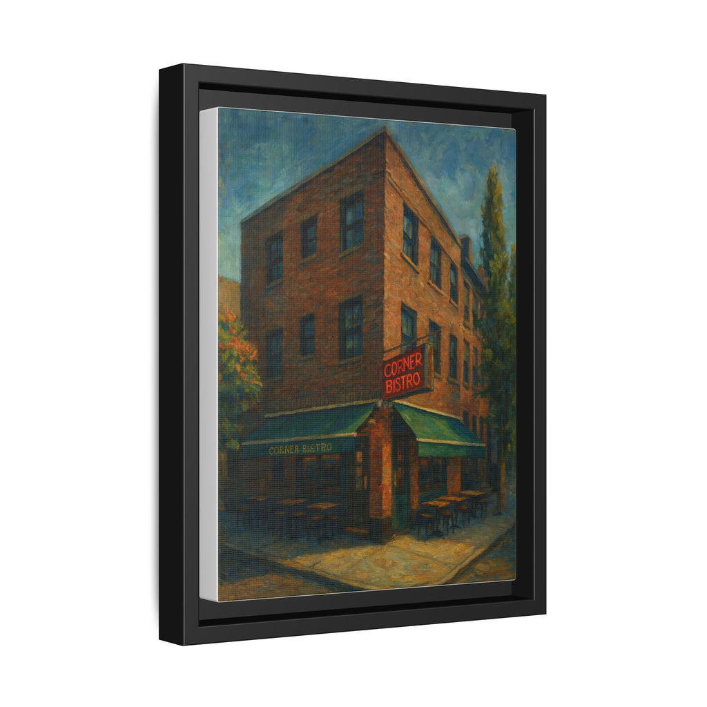 Corner Bistro  — Restaurant Print | Matte Canvas + Wooden Frame