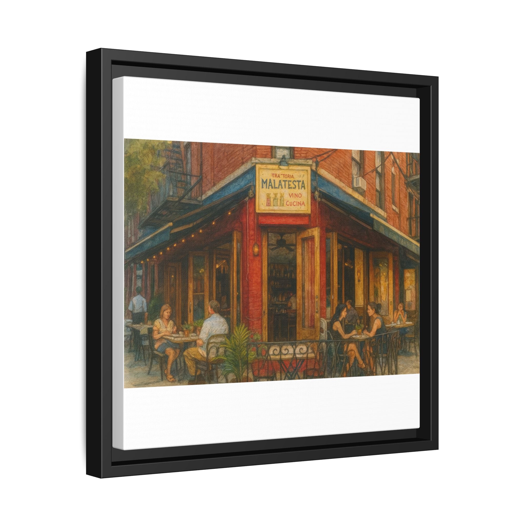Malatesta Trattoria — Restaurant Print | Matte Canvas + Wooden Frame