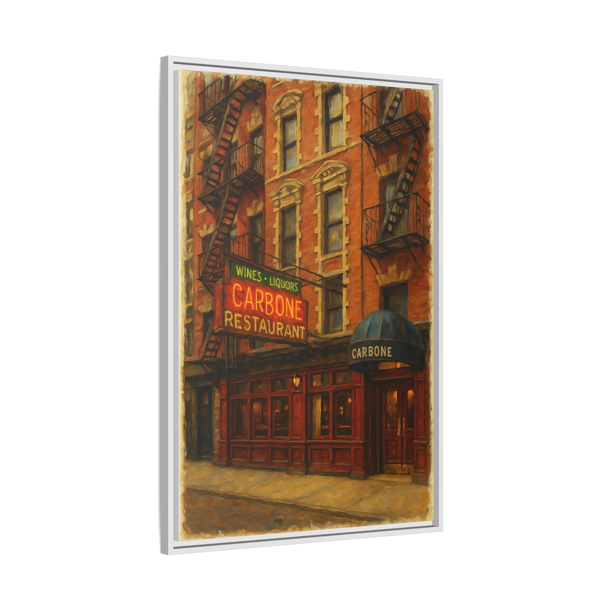Carbone — Restaurant Print | Matte Canvas + Wooden Frame