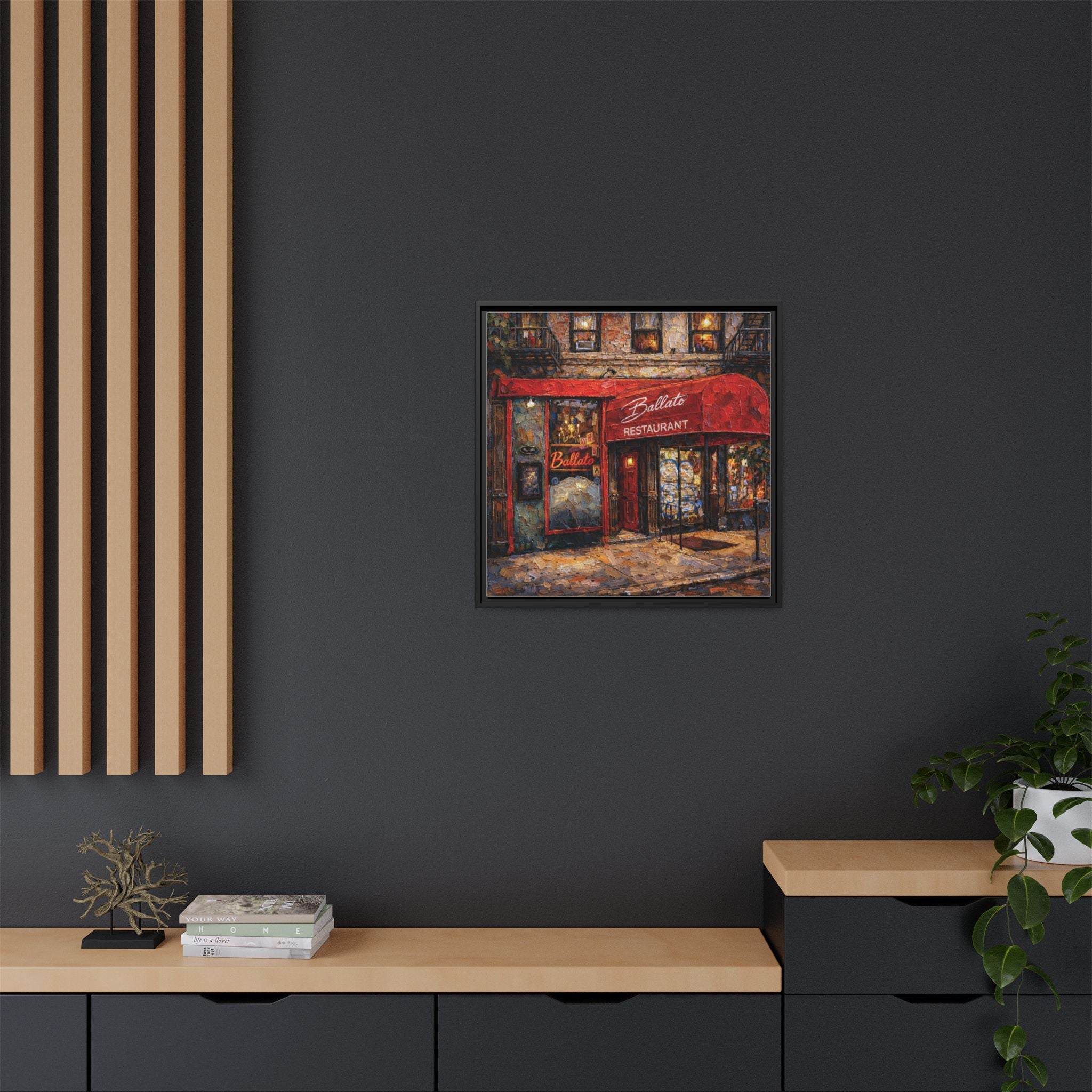 Emilio's Ballato — Restaurant Print | Matte Canvas + Wooden Frame