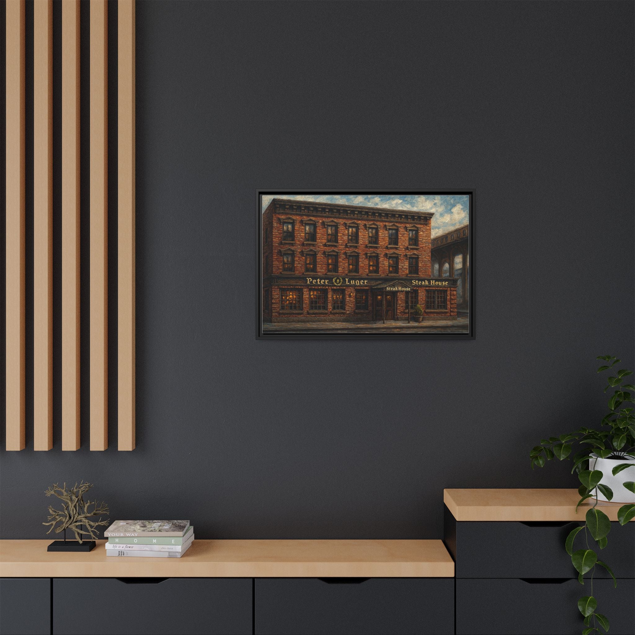 Peter Luger Steakhouse — Restaurant Print | Matte Canvas + Wooden Frame