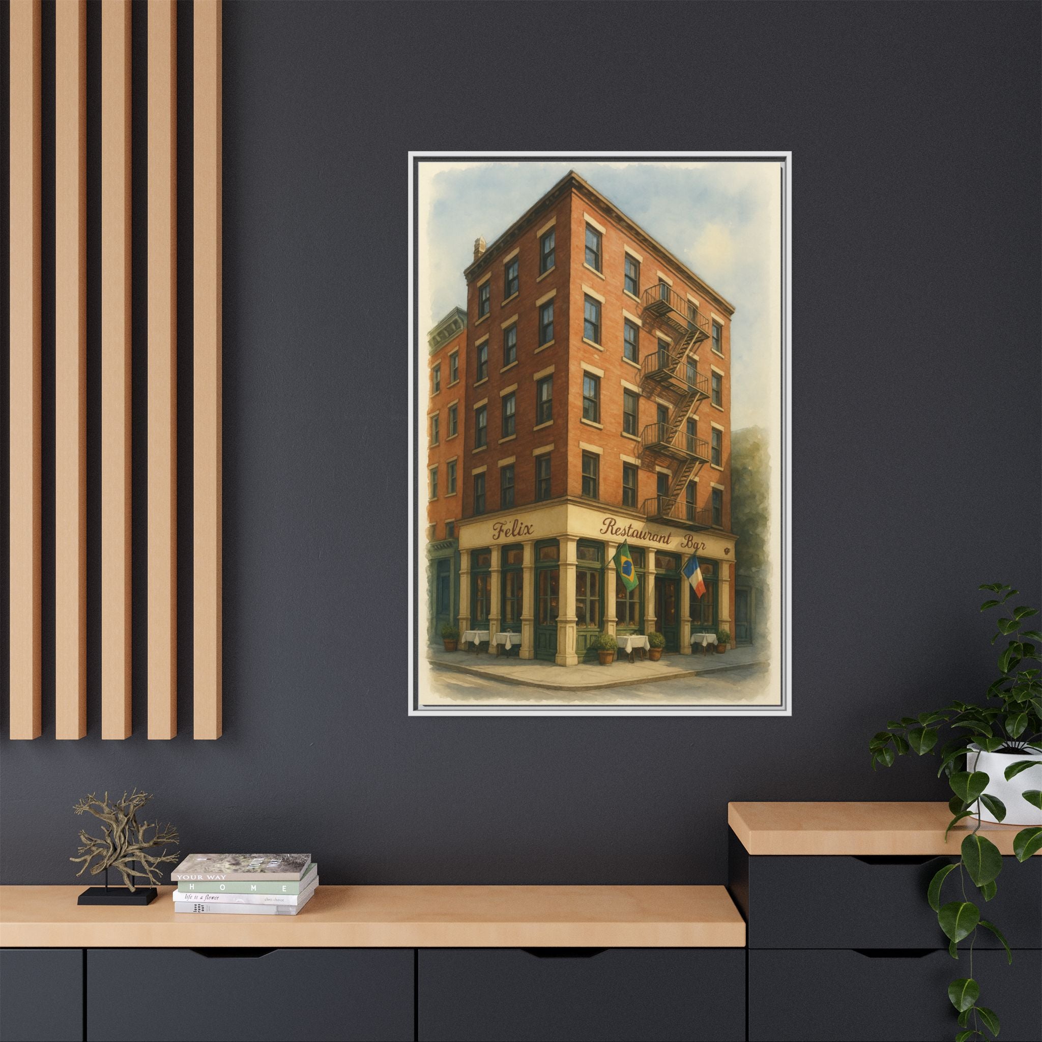 Felix — Restaurant Print | Matte Canvas + Wooden Frame