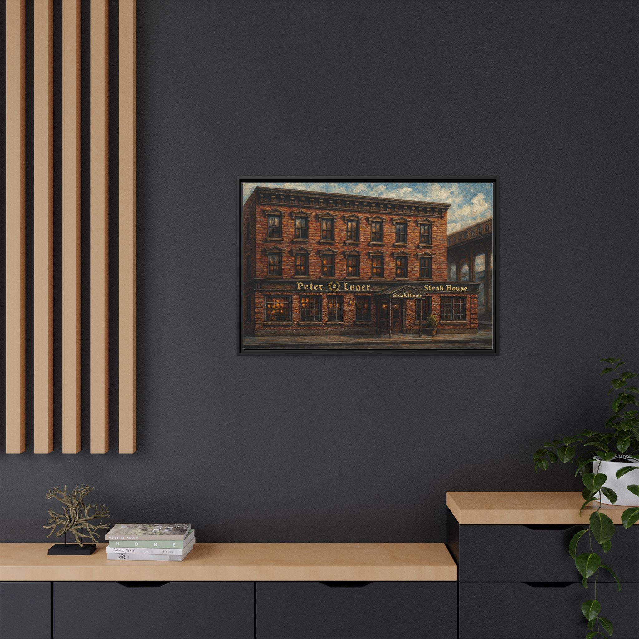 Peter Luger Steakhouse — Restaurant Print | Matte Canvas + Wooden Frame