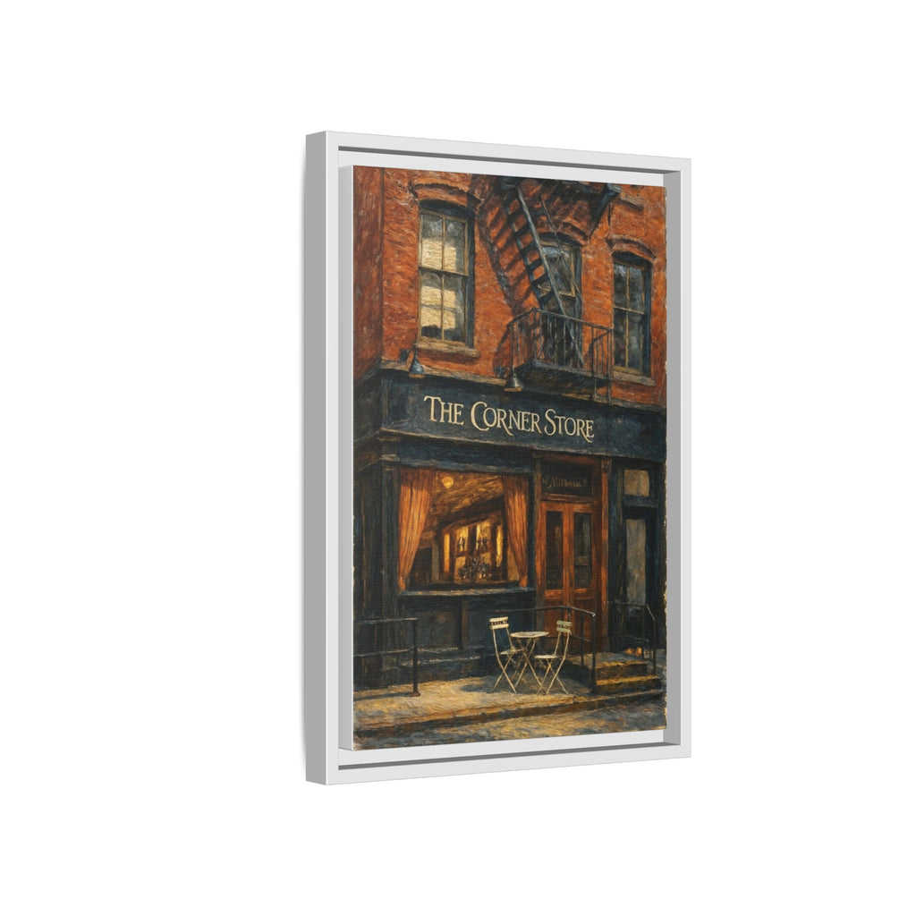The Corner Store — Restaurant Print | Matte Canvas + Wooden Frame