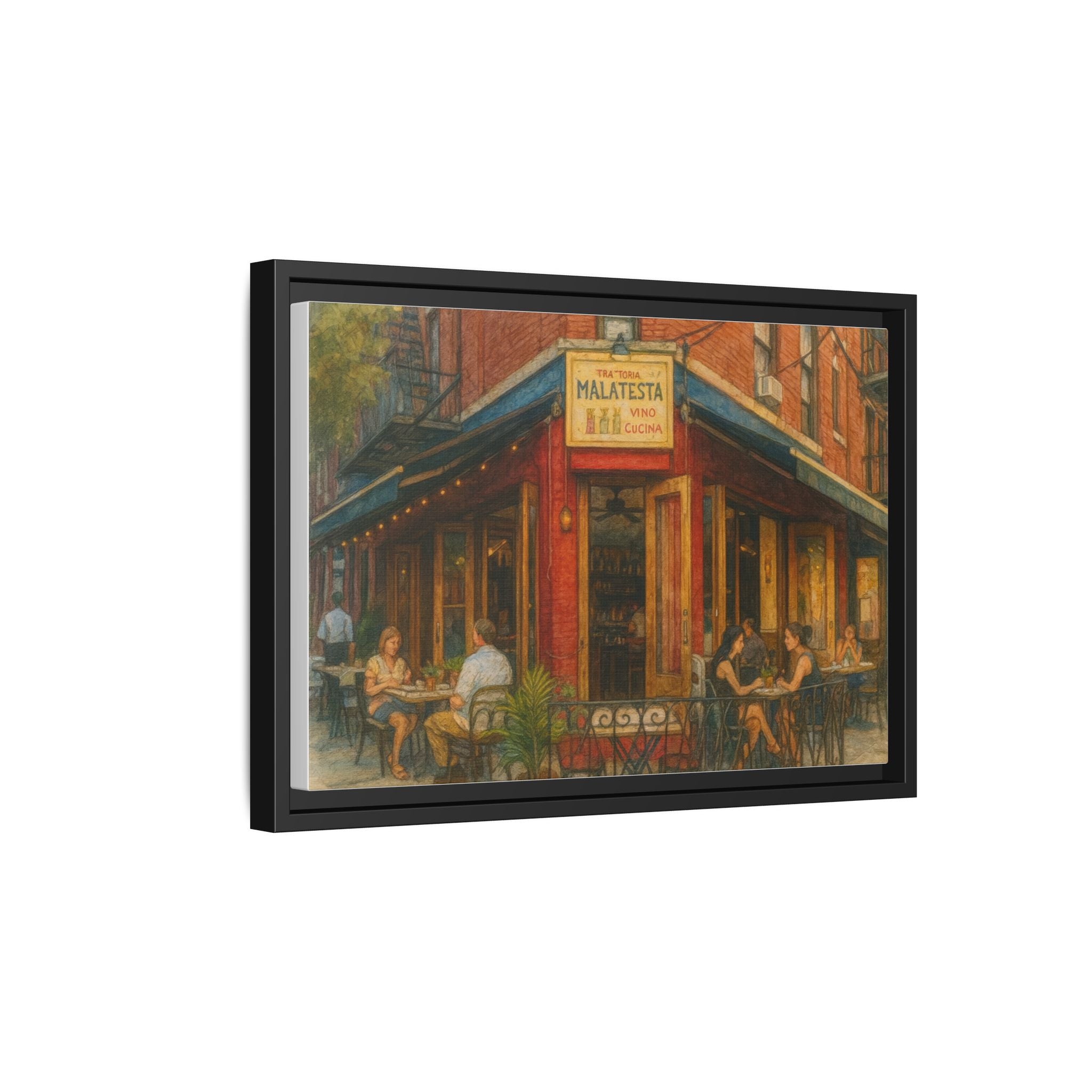 Malatesta Trattoria — Restaurant Print | Matte Canvas + Wooden Frame