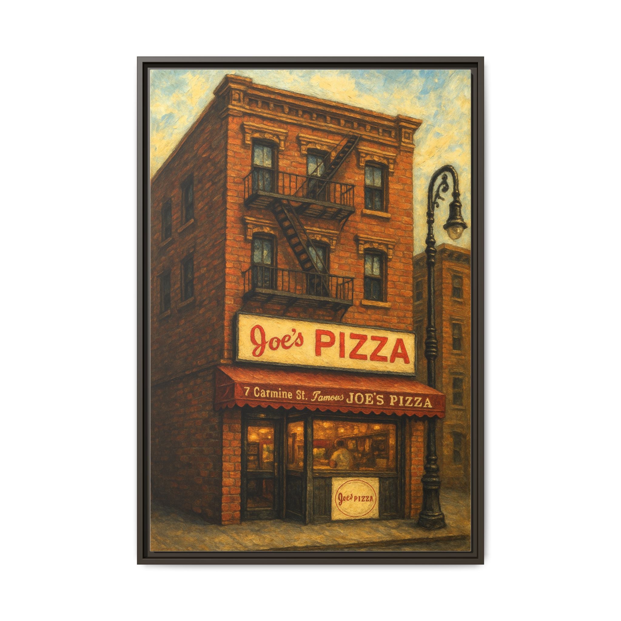 Joe's Pizza vintage restaurant painting framed wall decor