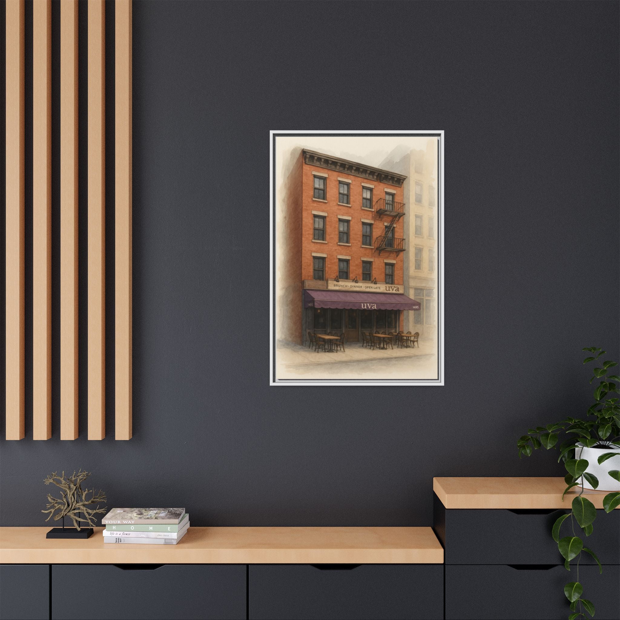 Uva Restaurant Print — Restaurant Print | Matte Canvas + Wooden Frame