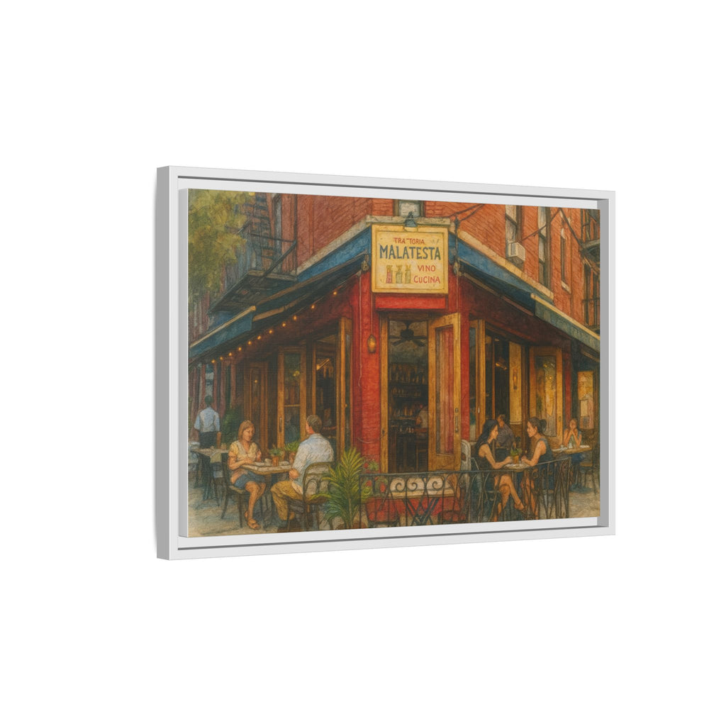 Malatesta Trattoria — Restaurant Print | Matte Canvas + Wooden Frame