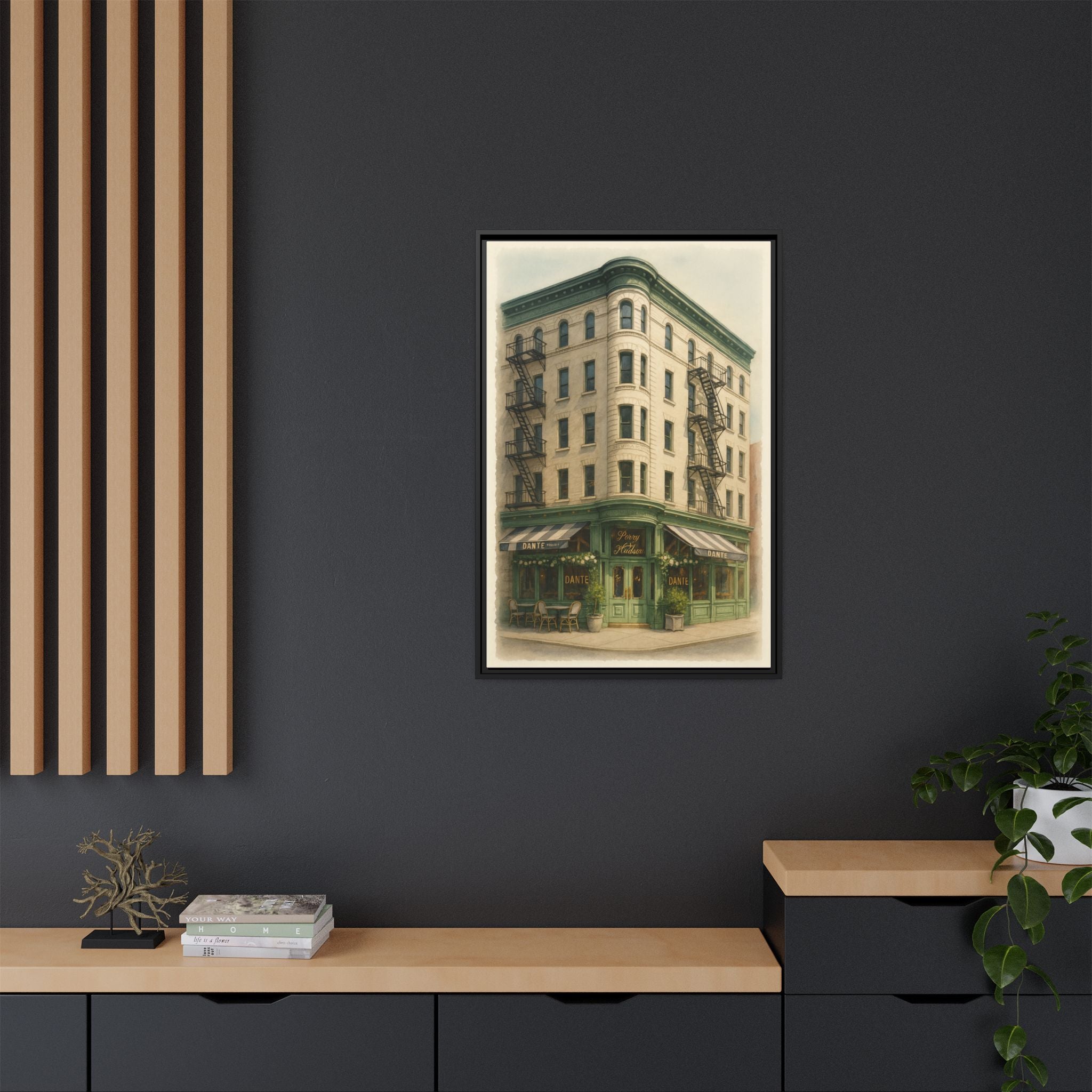 Dante West Village — Restaurant Print | Matte Canvas + Wooden Frame