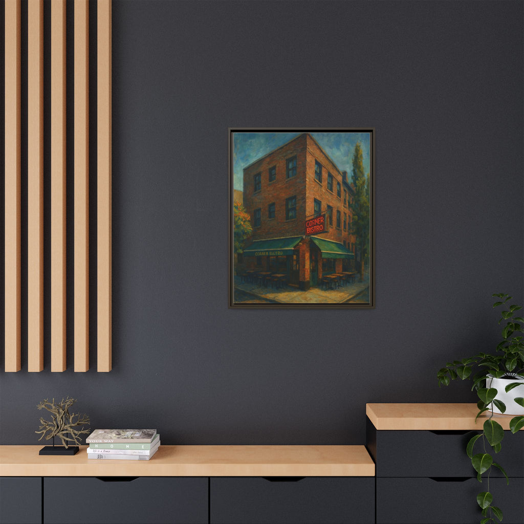 Corner Bistro  — Restaurant Print | Matte Canvas + Wooden Frame