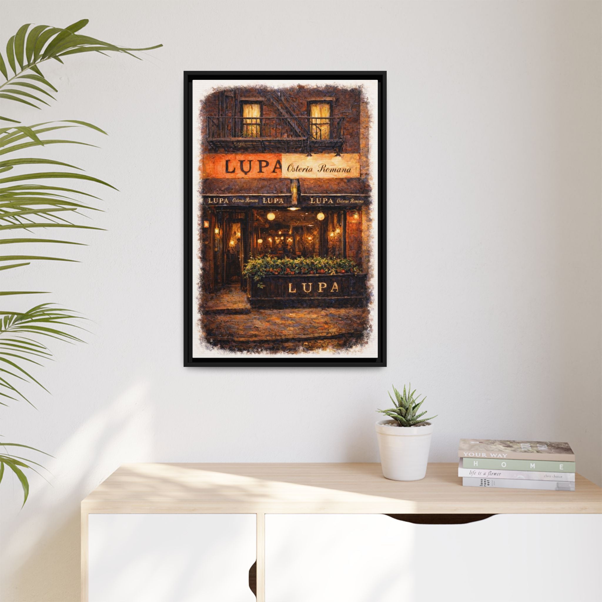 Lupa Osteria Romana — Restaurant Print | Matte Canvas + Wooden Frame