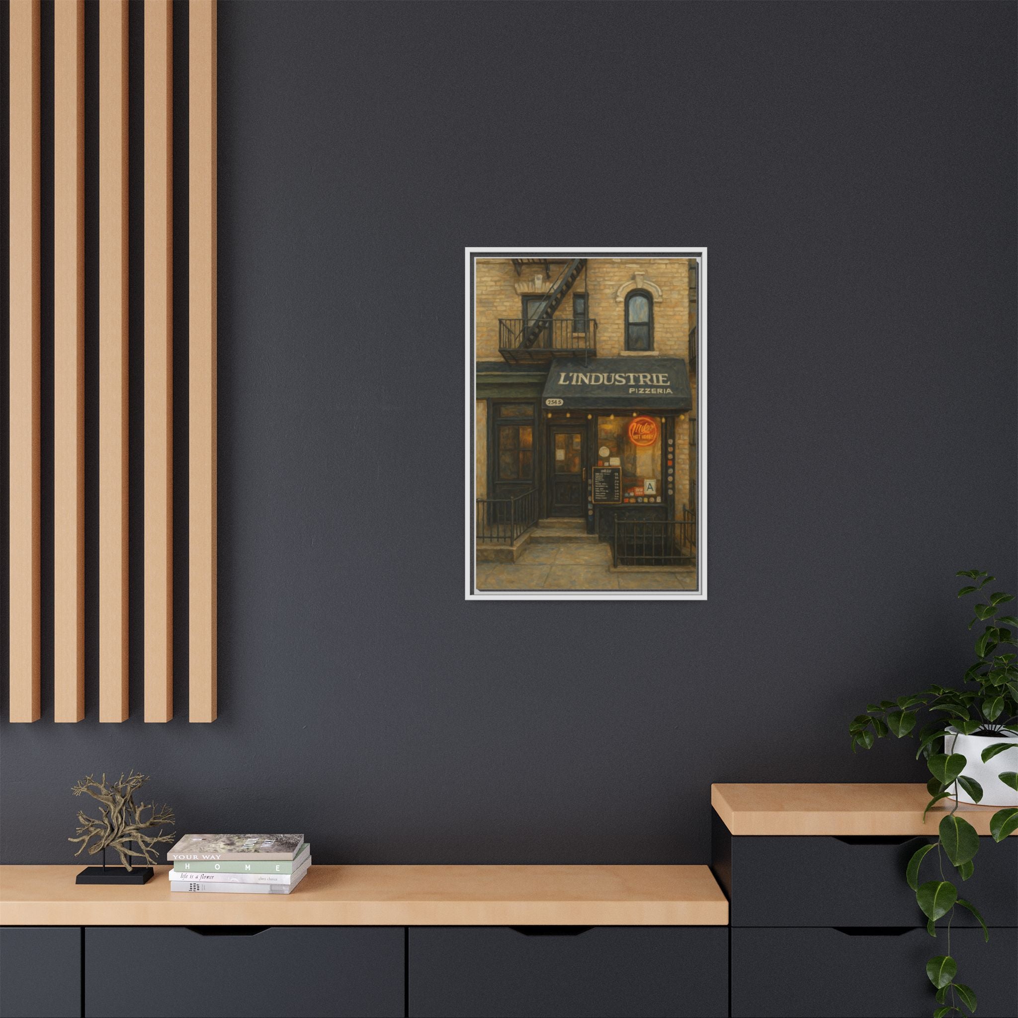 L'Industrie Pizza — Restaurant Print | Matte Canvas + Wooden Frame