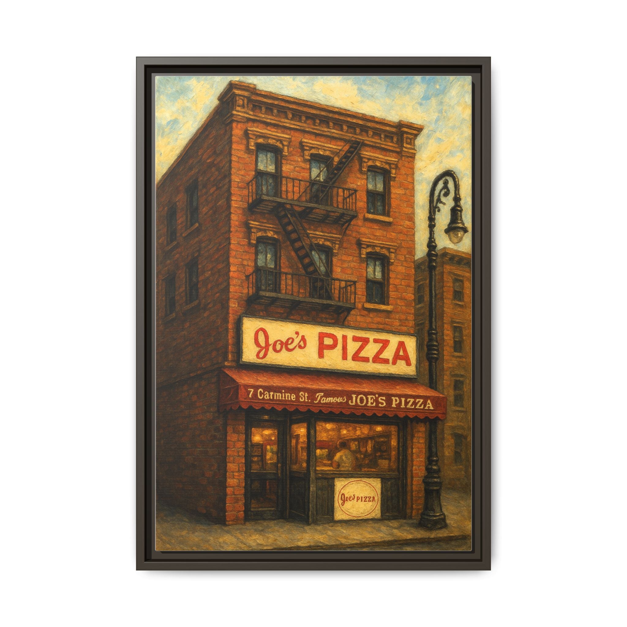 Joe's Pizza NYC restaurant print framed canvas wall art