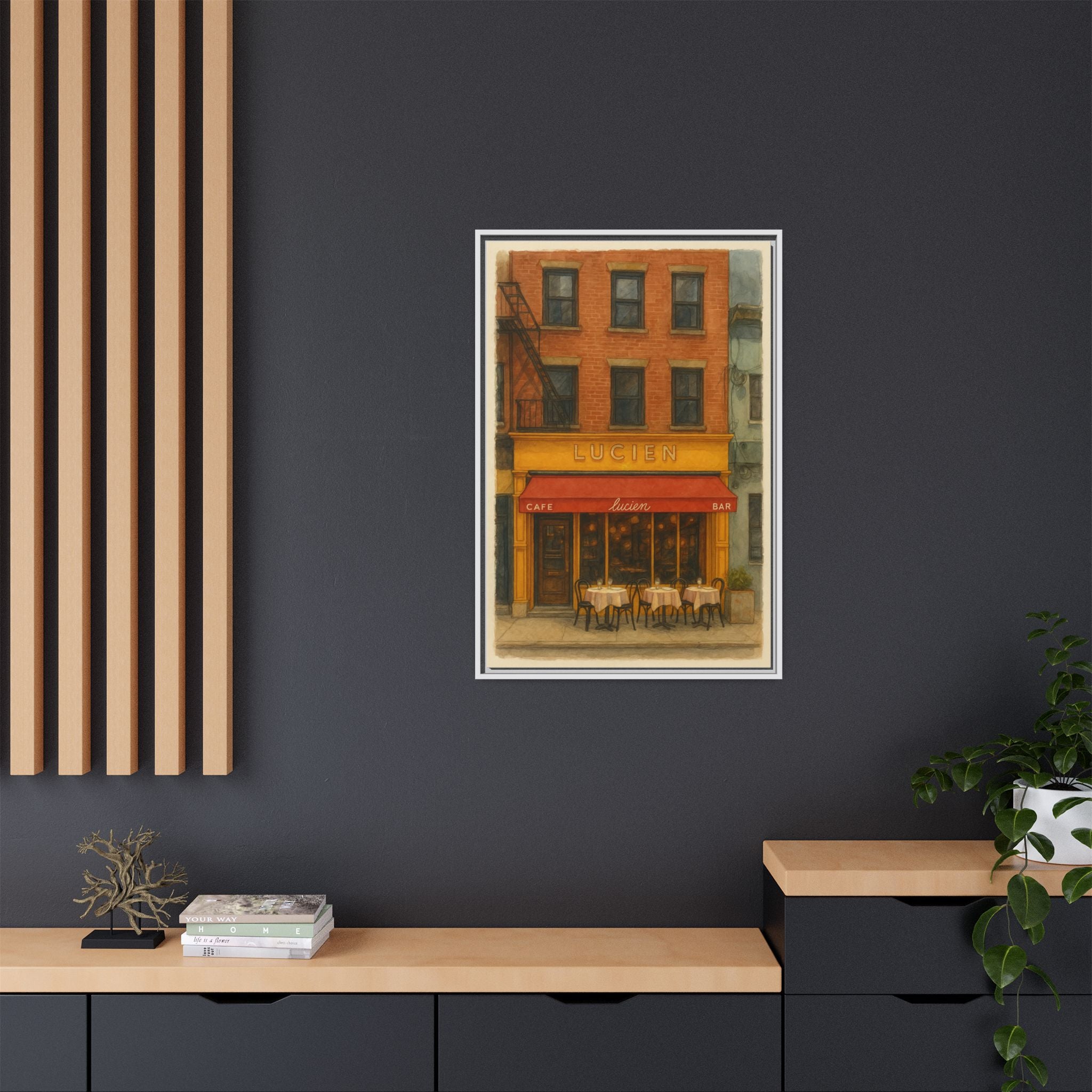 Lucien Restaurant — Restaurant Print | Matte Canvas + Wooden Frame