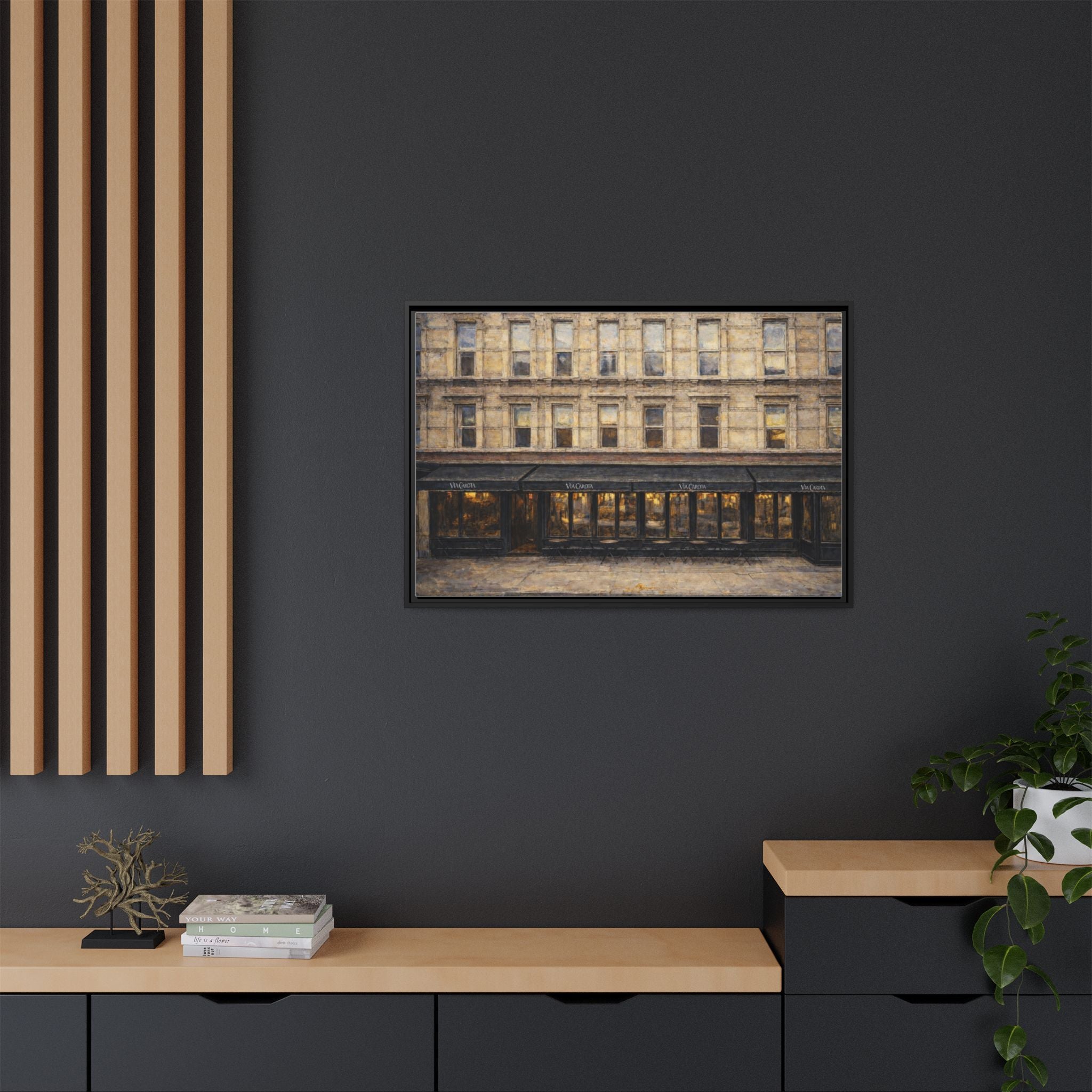 Via Carota — Restaurant Print | Matte Canvas + Wooden Frame