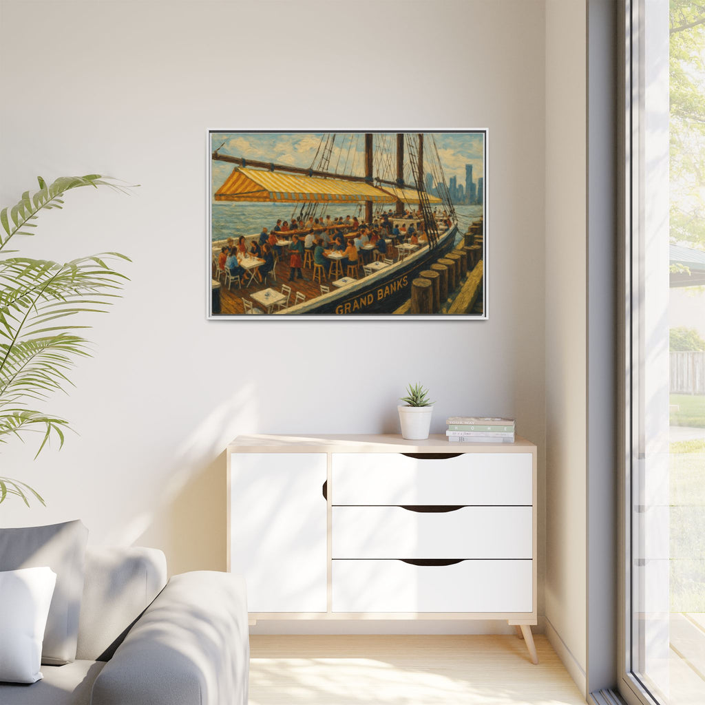 Grand Banks NYC restaurant print framed canvas wall art