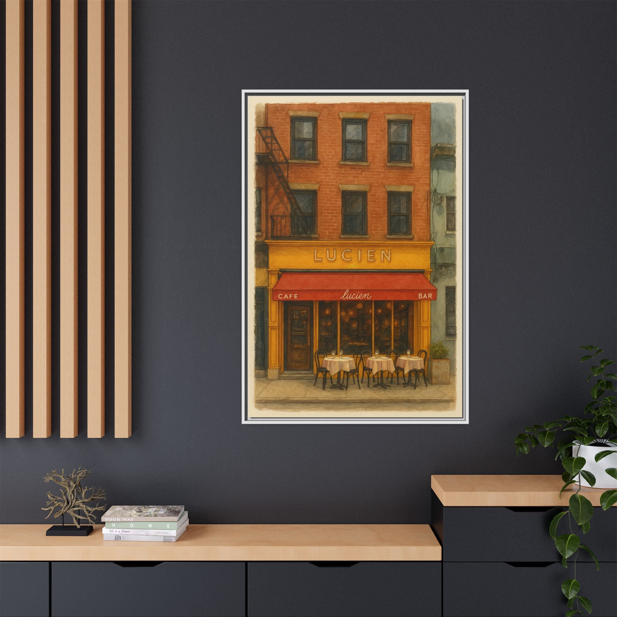 Lucien Restaurant — Restaurant Print | Matte Canvas + Wooden Frame