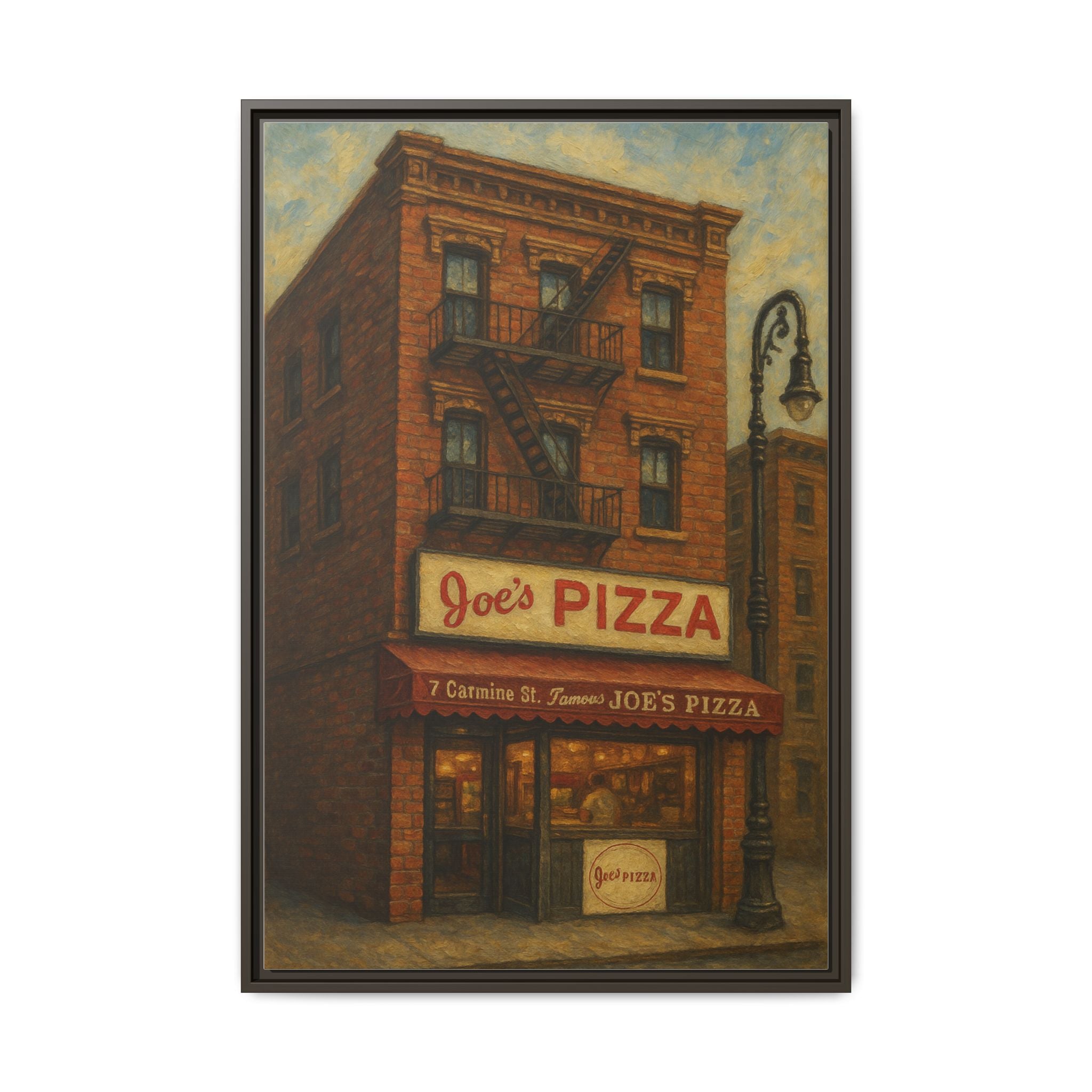 Joe's Pizza — Restaurant Print | Matte Canvas + Wooden Frame