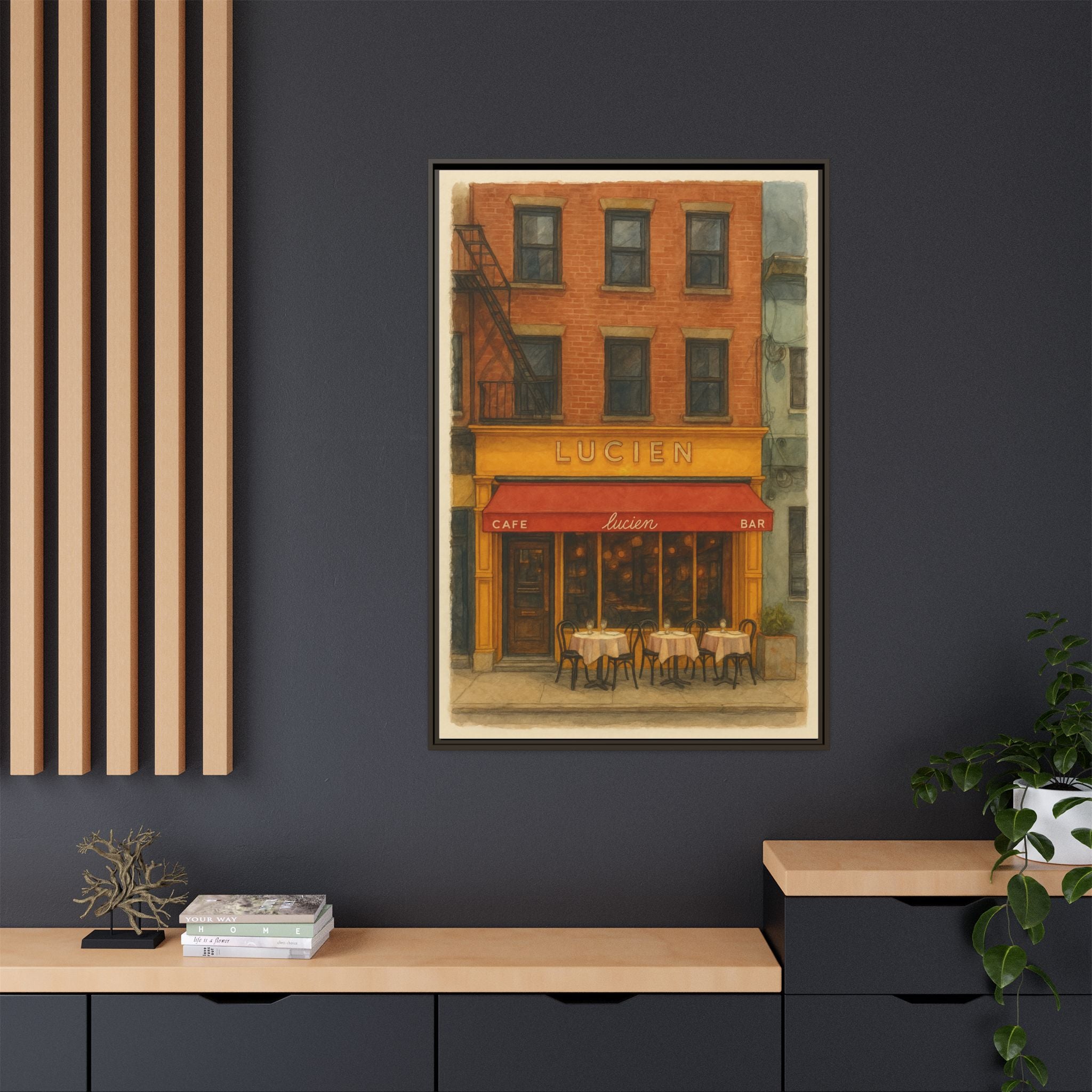 Lucien Restaurant — Restaurant Print | Matte Canvas + Wooden Frame