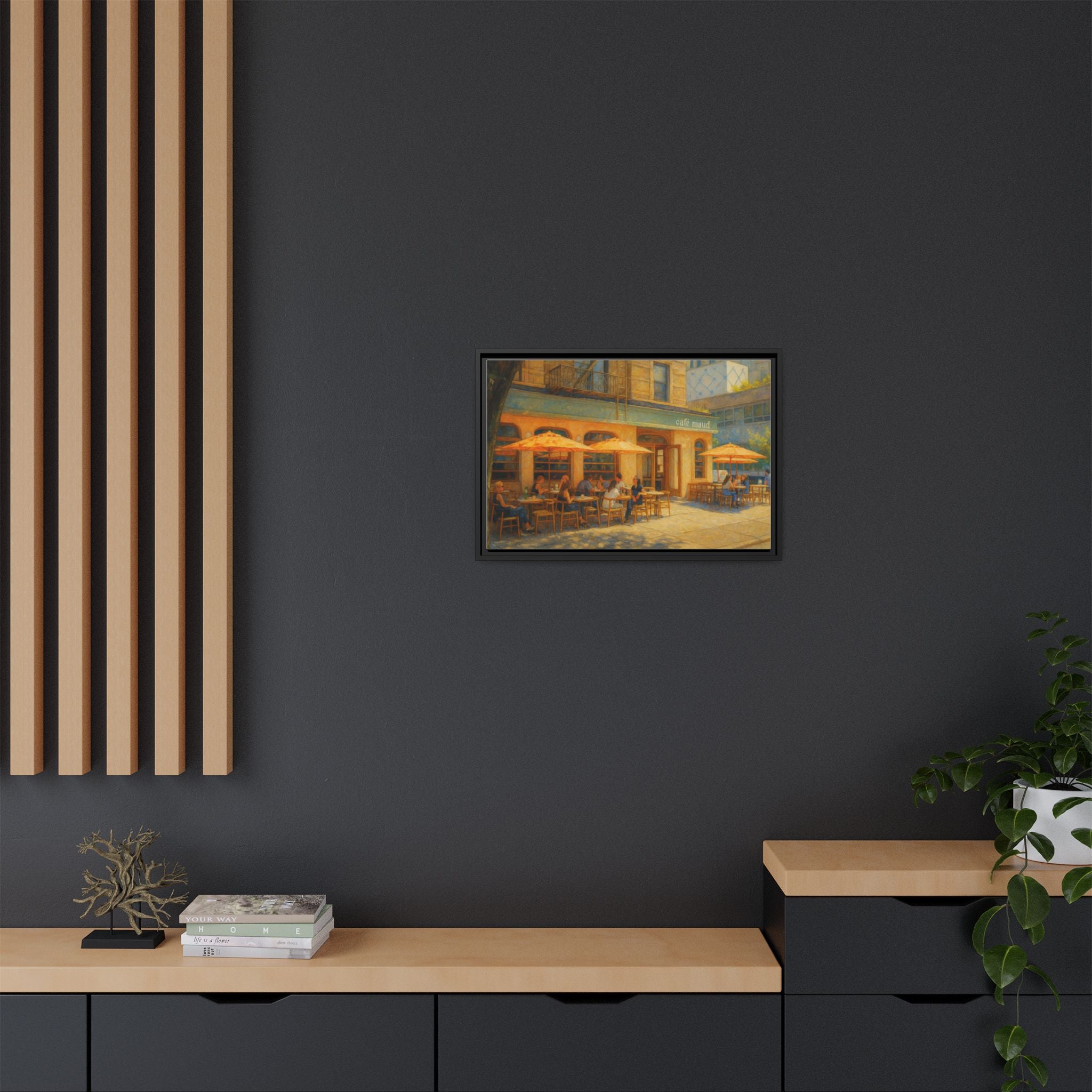 Café Maud — Restaurant Print | Matte Canvas + Wooden Frame