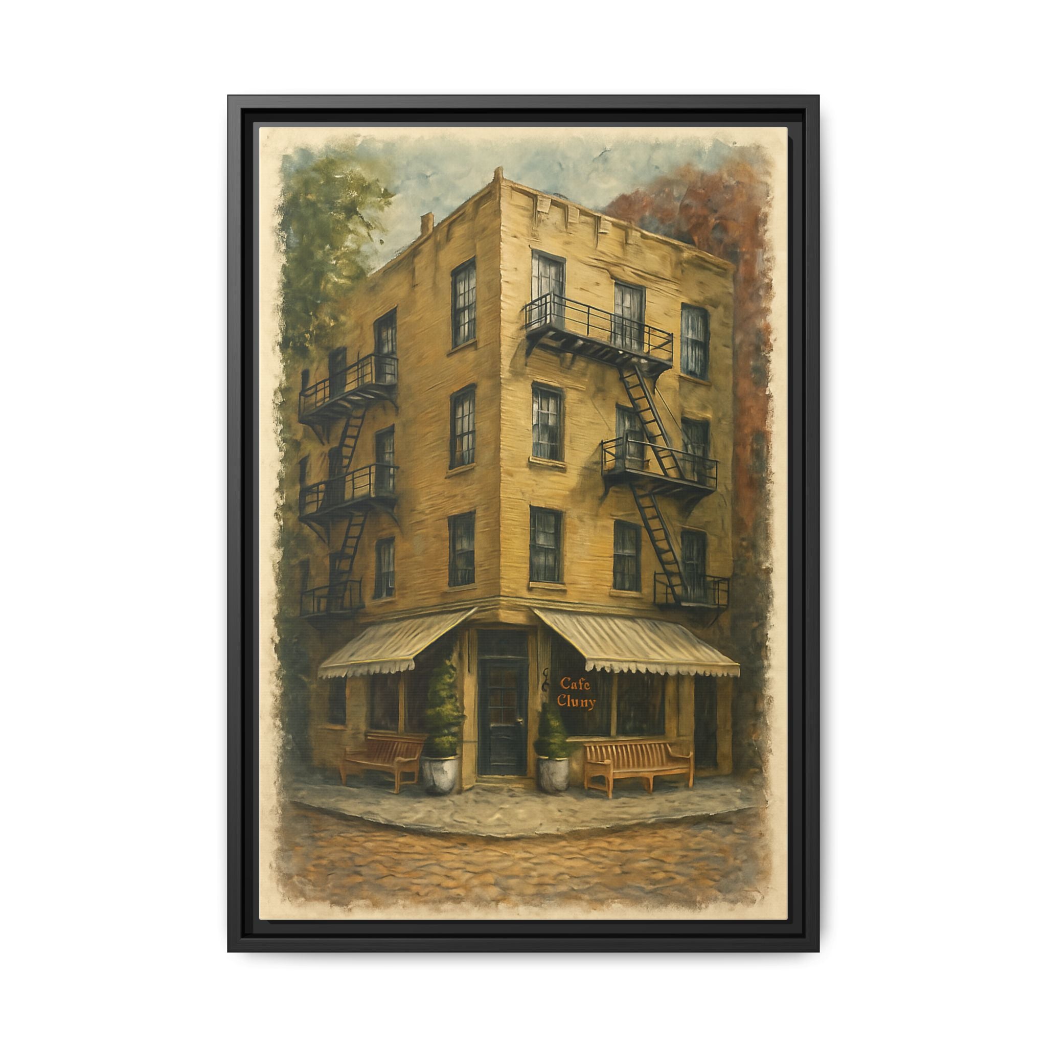 Cafe Cluny — Restaurant Print | Matte Canvas + Wooden Frame