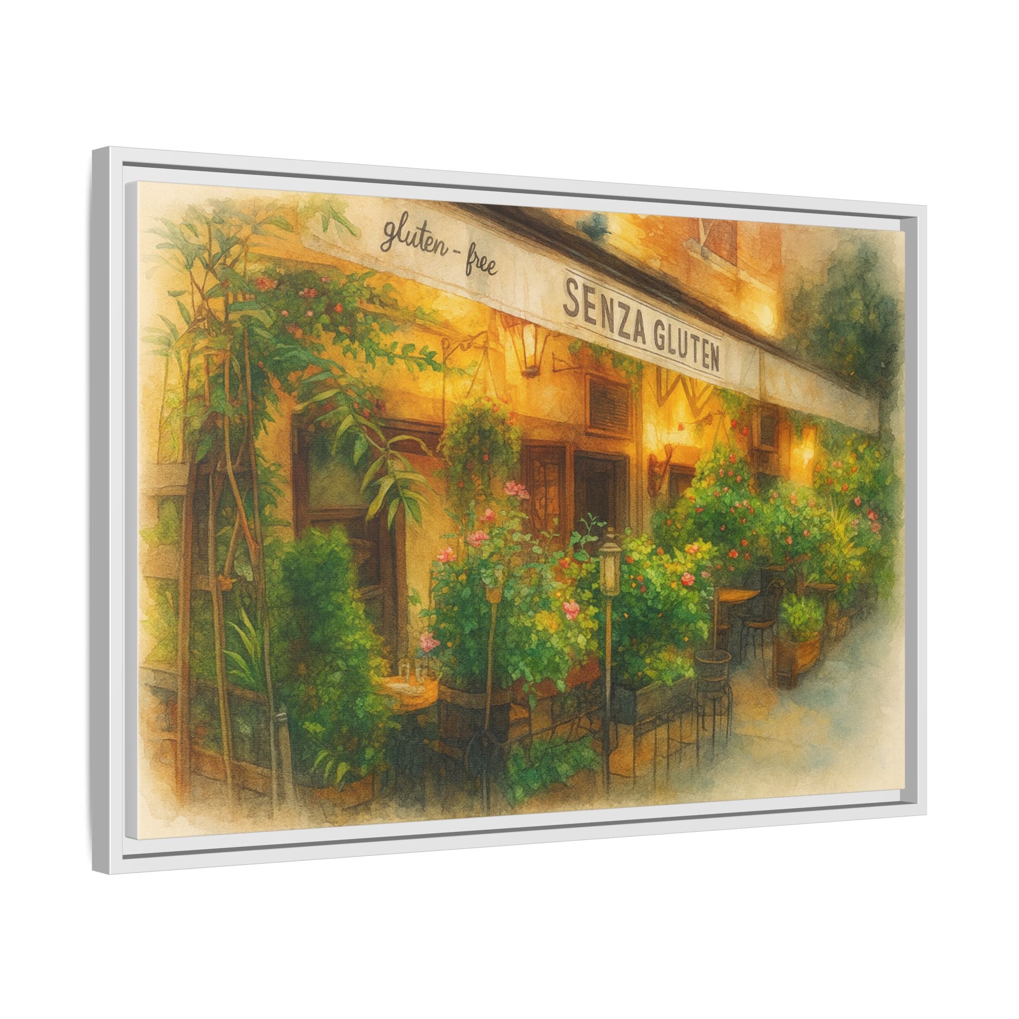 Senza Gluten — Restaurant Print | Matte Canvas + Wooden Frame