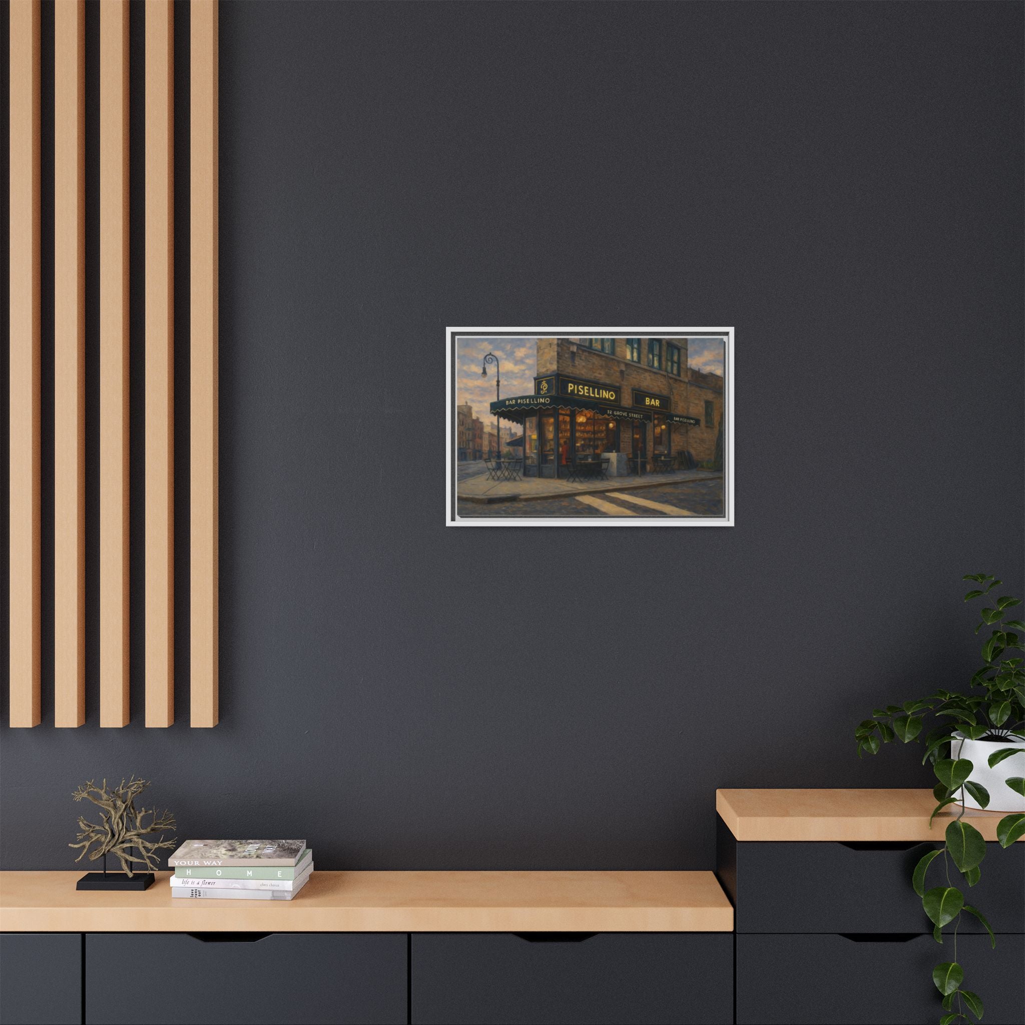 Bar Pisellino — Restaurant Print | Matte Canvas + Wooden Frame