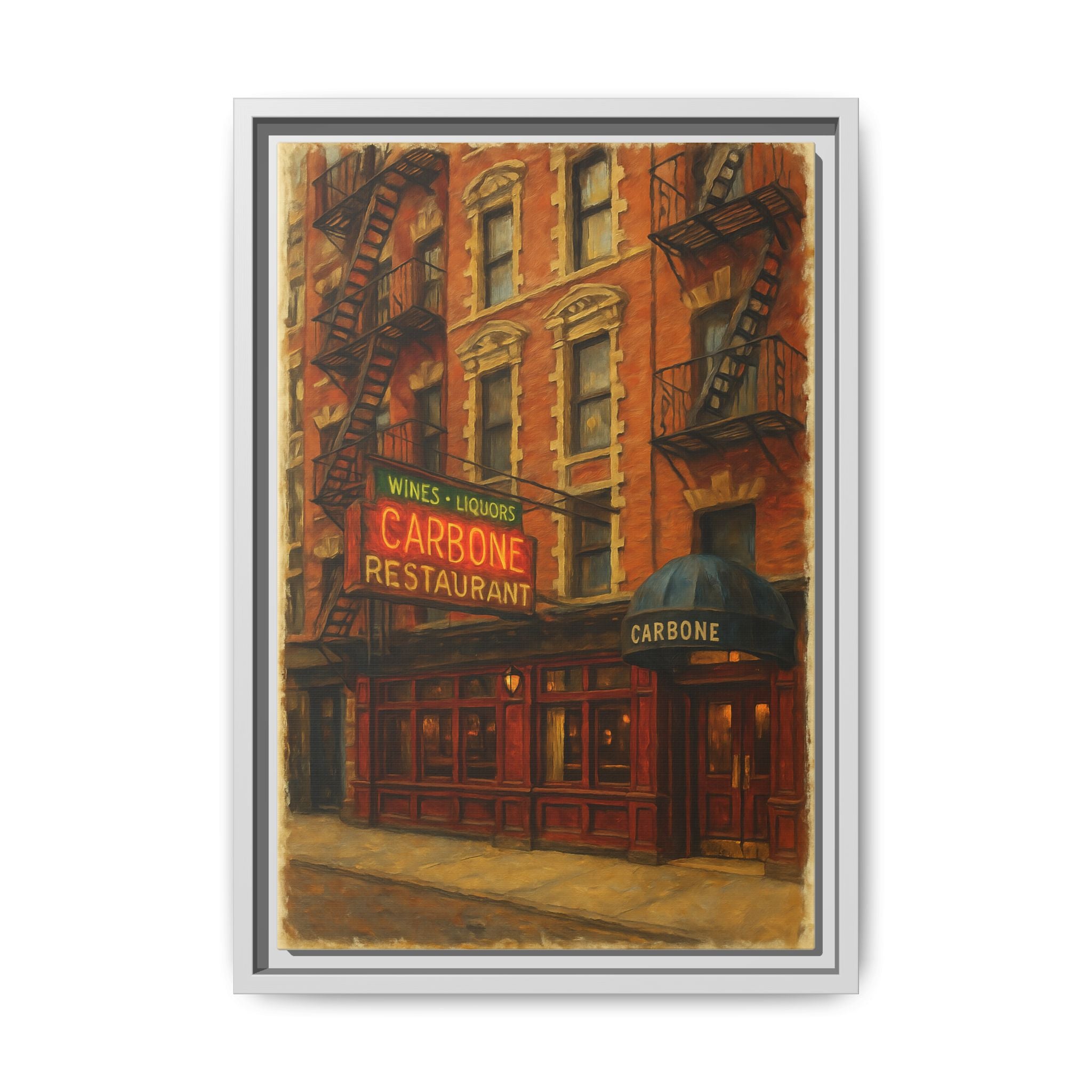 Carbone — Restaurant Print | Matte Canvas + Wooden Frame