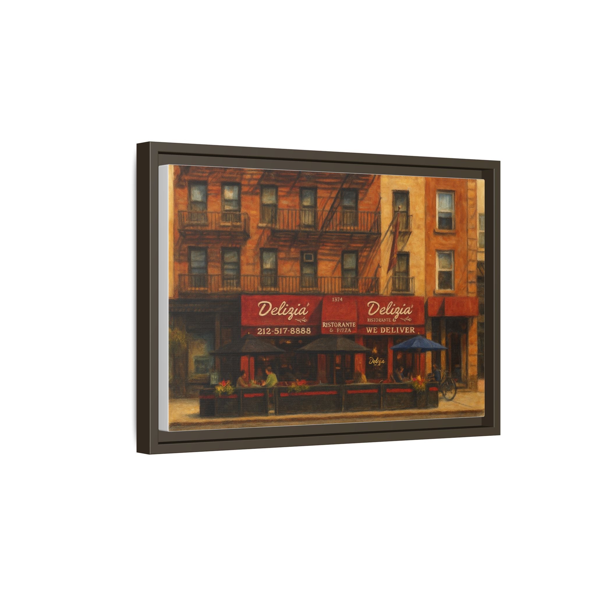Delizia Pizza — Restaurant Print | Matte Canvas + Wooden Frame