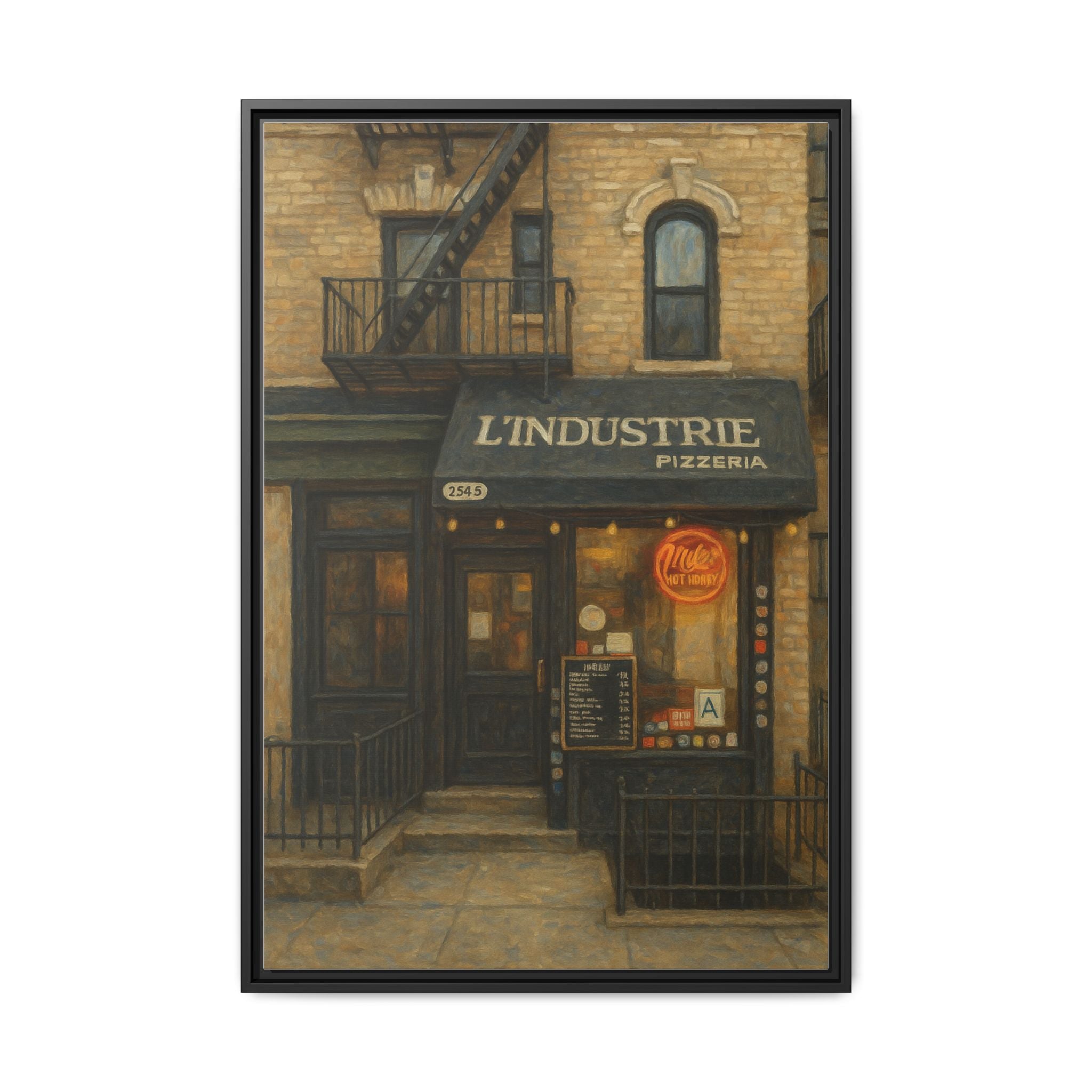 L'Industrie Pizza — Restaurant Print | Matte Canvas + Wooden Frame