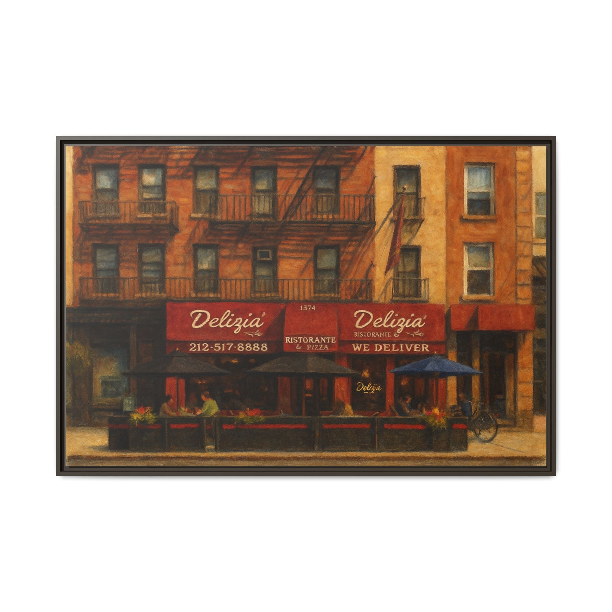 Delizia Pizza — Restaurant Print | Matte Canvas + Wooden Frame