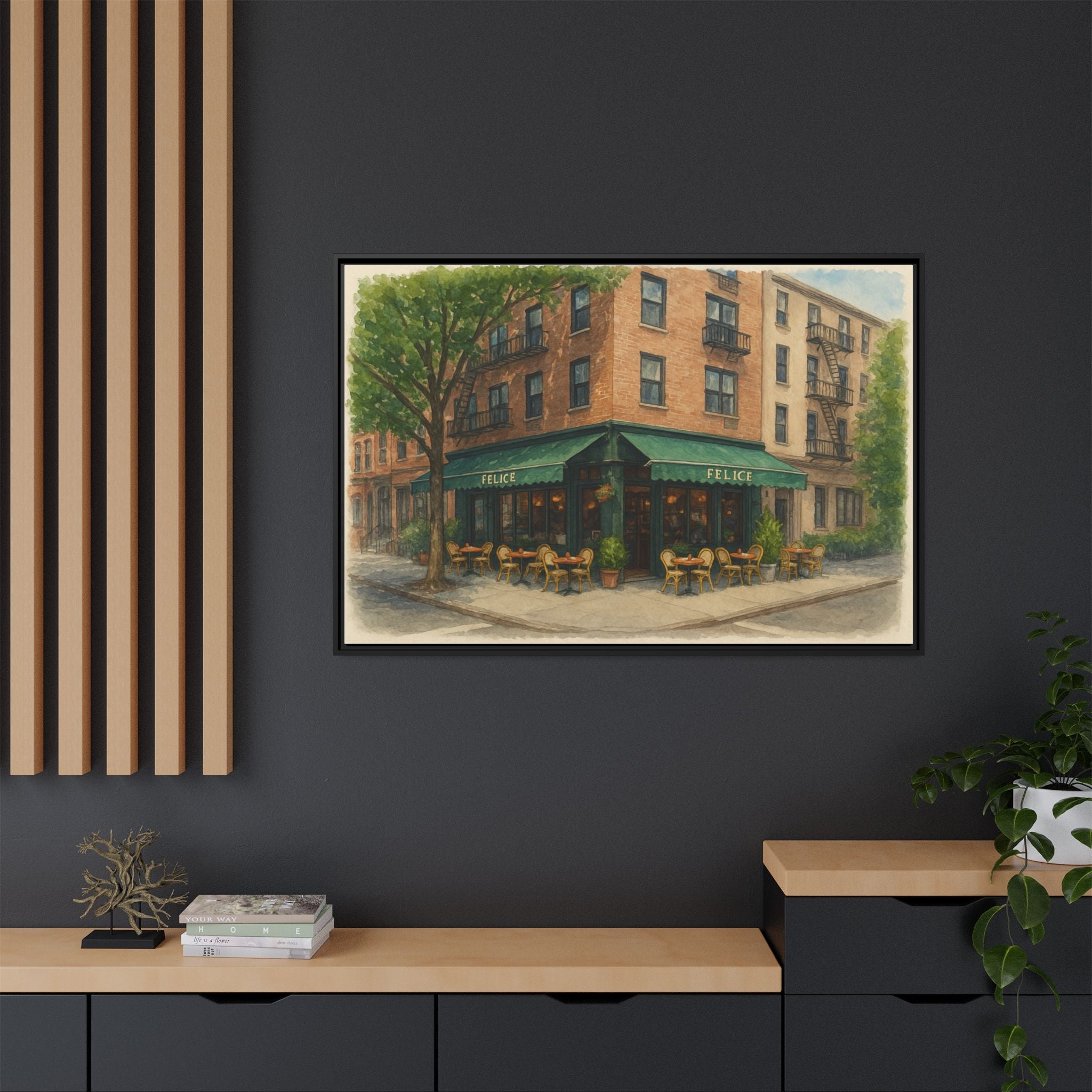 Felice — Restaurant Print | Matte Canvas + Wooden Frame