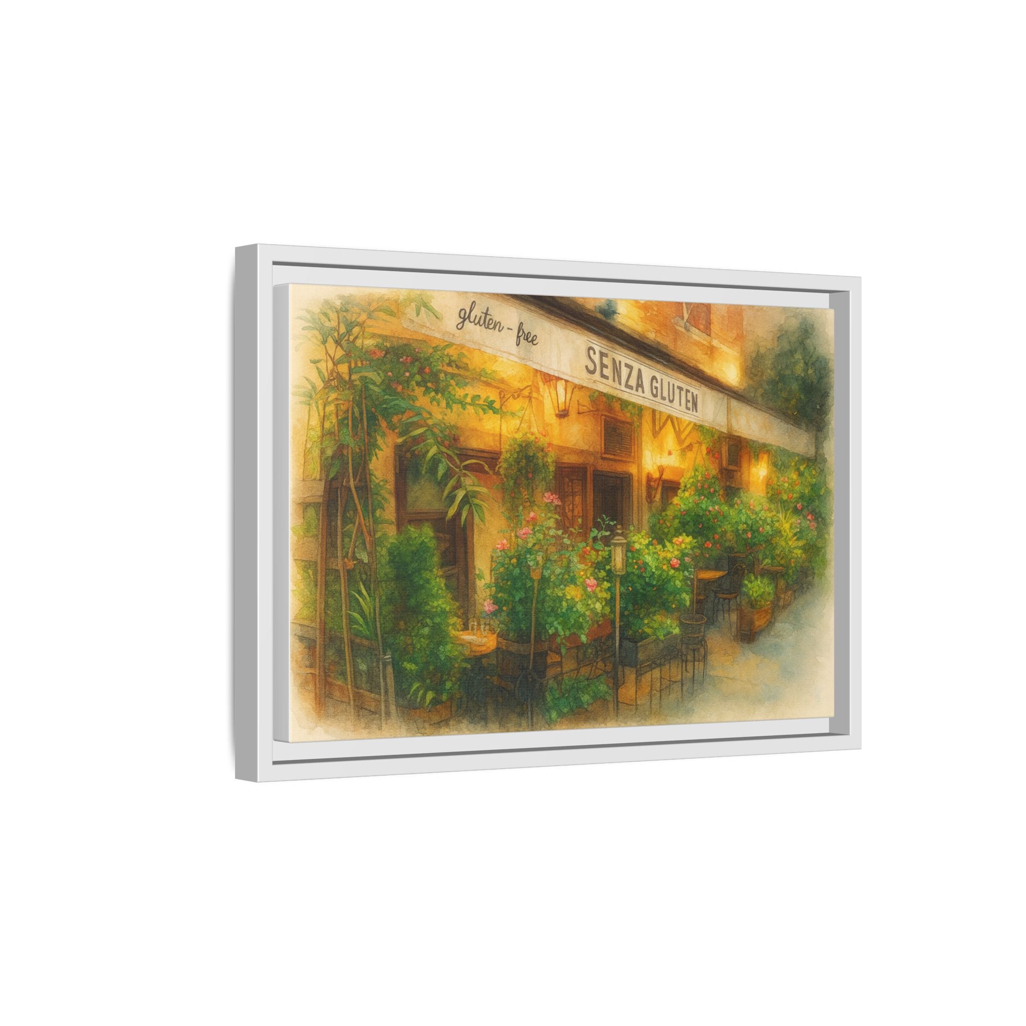 Senza Gluten — Restaurant Print | Matte Canvas + Wooden Frame