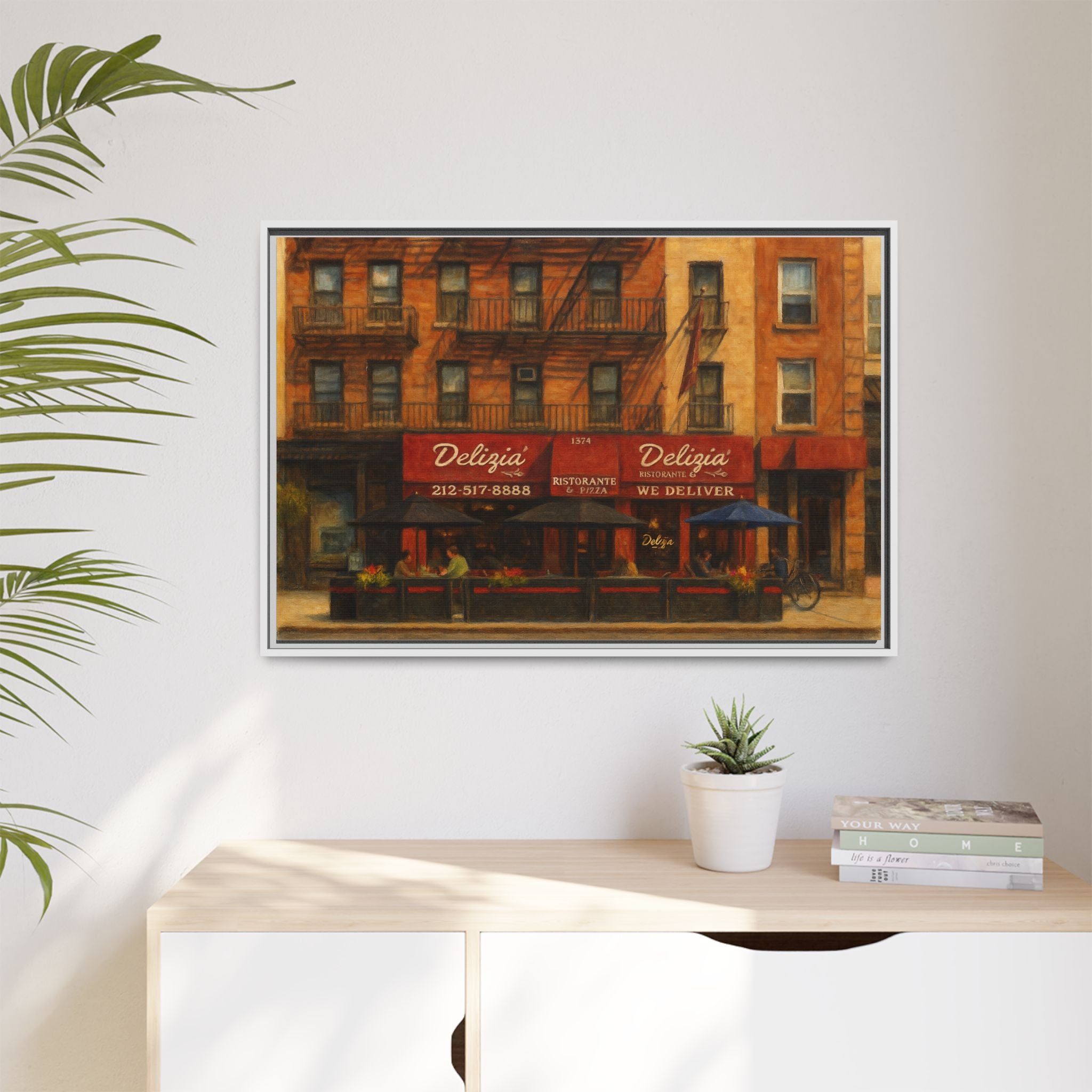 Delizia Pizza — Restaurant Print | Matte Canvas + Wooden Frame