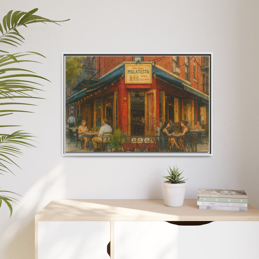 Malatesta Trattoria — Restaurant Print | Matte Canvas + Wooden Frame