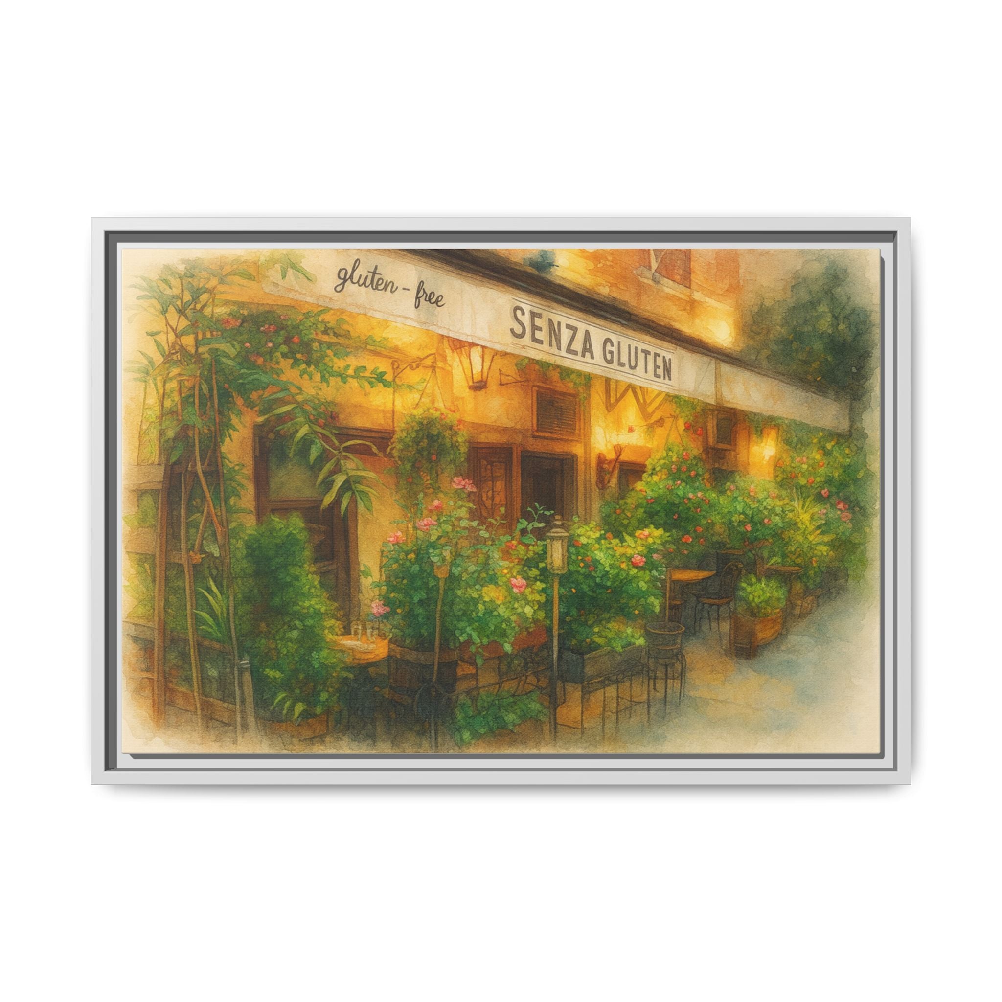 Senza Gluten — Restaurant Print | Matte Canvas + Wooden Frame