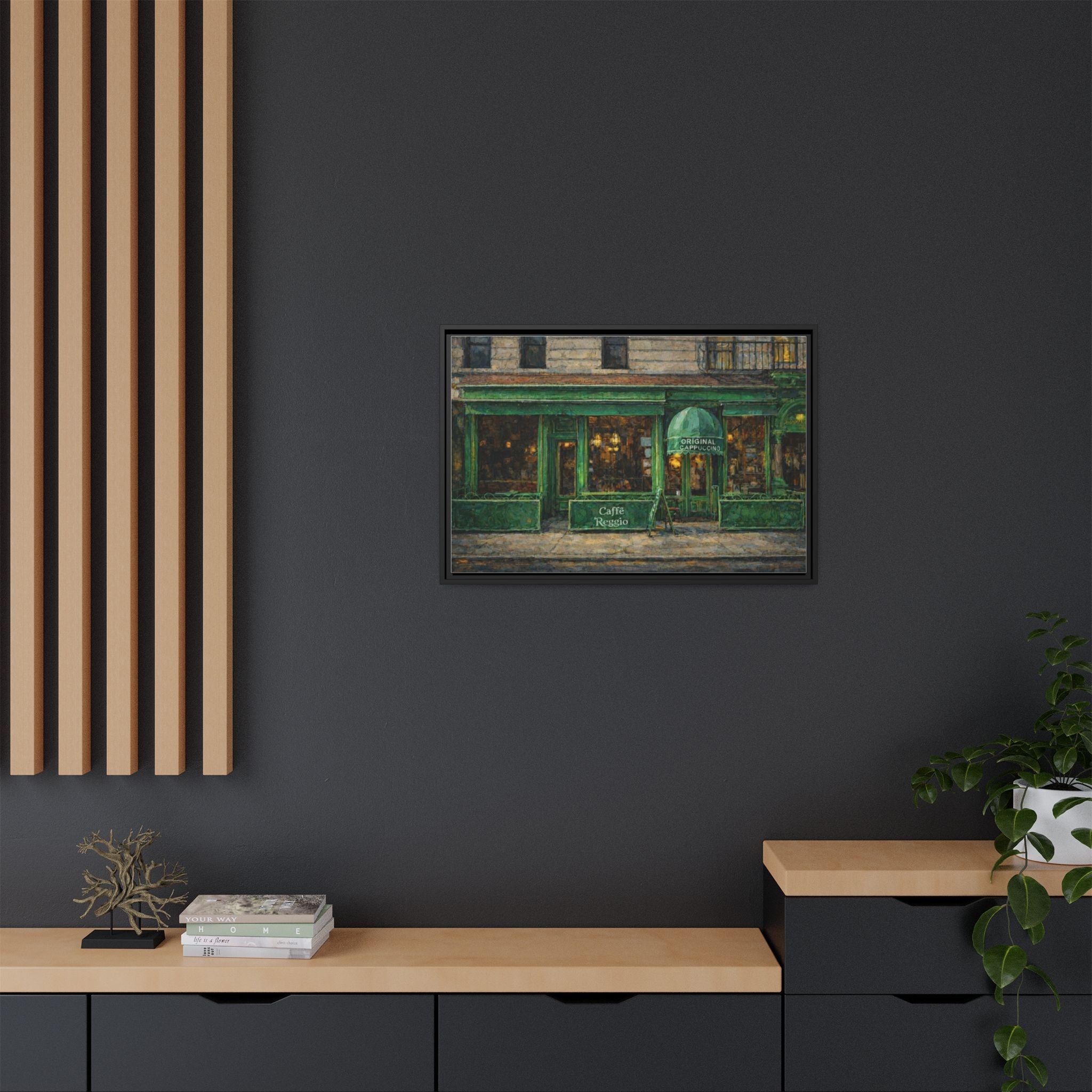 Caffe Reggio — Restaurant Print | Matte Canvas + Wooden Frame