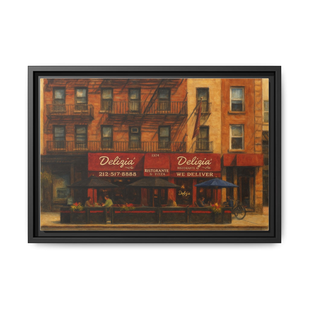 Delizia Pizza — Restaurant Print | Matte Canvas + Wooden Frame